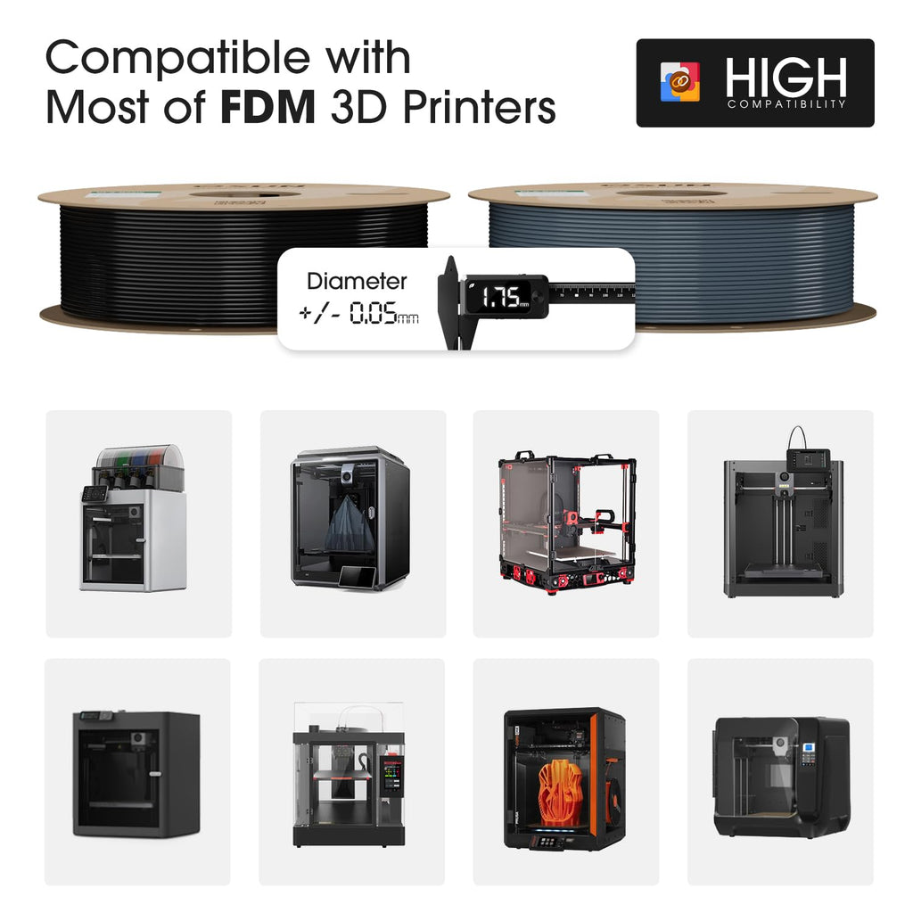 eSUN 10KG Bulk PLA Basic Filament 1.75mm, Black, 10 Spool Pack (1KG/Spool) High Speed PLA Bundle, 3D Printing Filament for Fast Printing