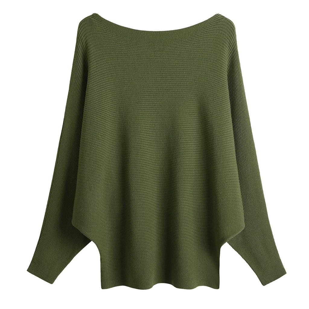 GABERLY Boat Neck Batwing Sleeves Dolman Knitted Sweaters and Pullovers Tops for Women