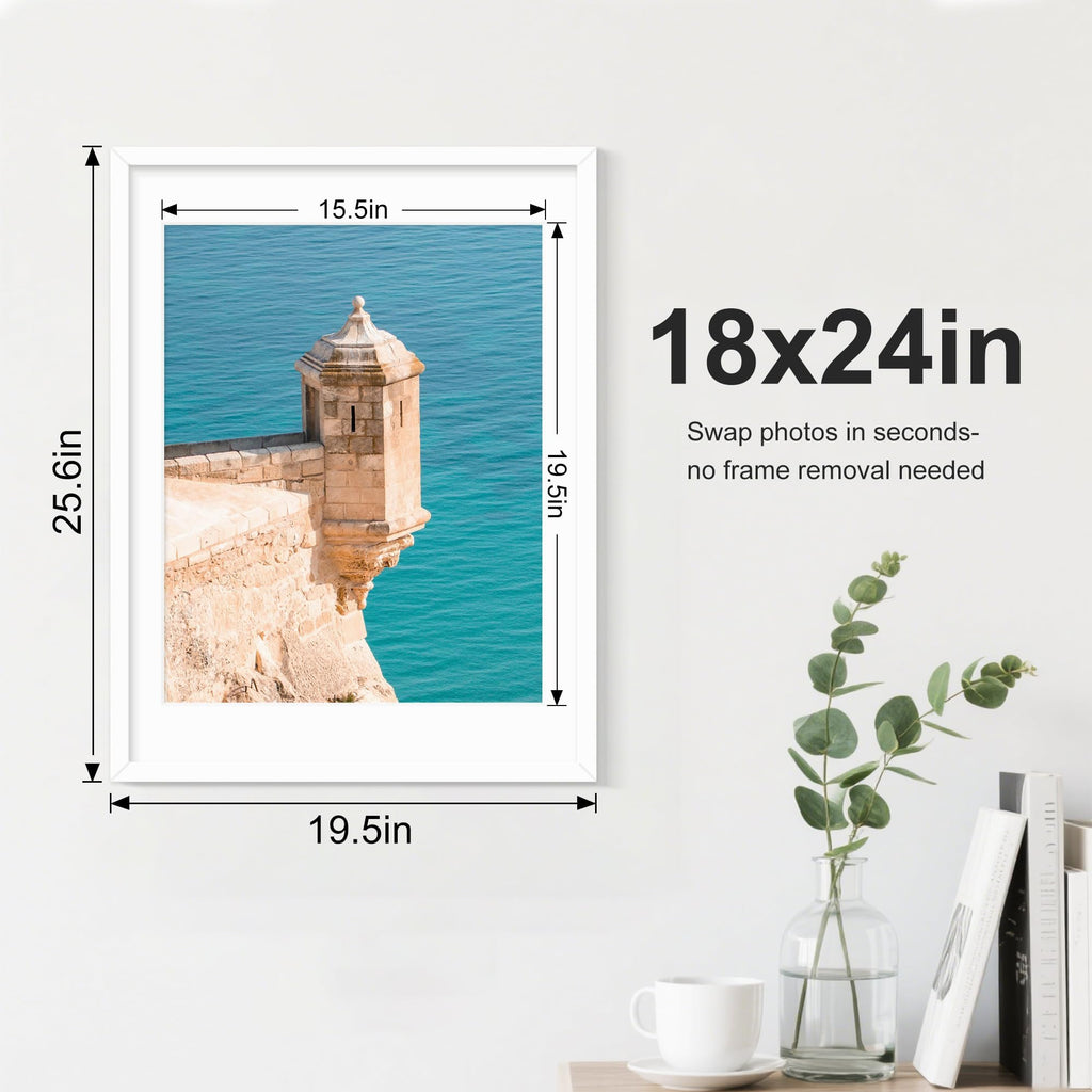 Picrit 24x34 Black Poster Frame 7 Pack, Display Pictures 20x30 Picture with Mat or 24 x 34 without Mat for Horizontal or Vertical Wall Mounting, Wall Gallery Photo Frames