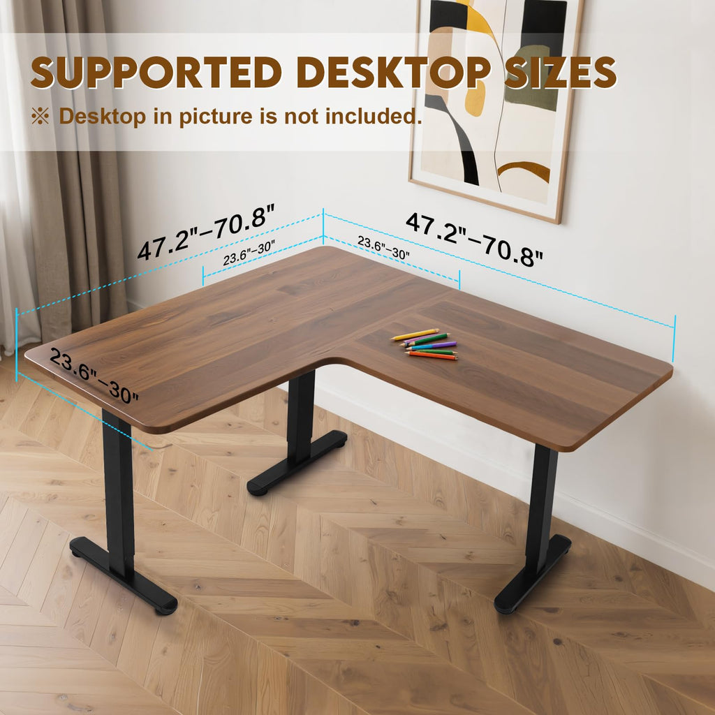 TOPSKY Dual Motor Height Adjustable L-Shaped Desk Frame, 270 lbs Capacity, Supports Multiple Monitors, Black 3-Leg Standing/Sitting Base for Home & Office, DF03.02 (Frame Only)