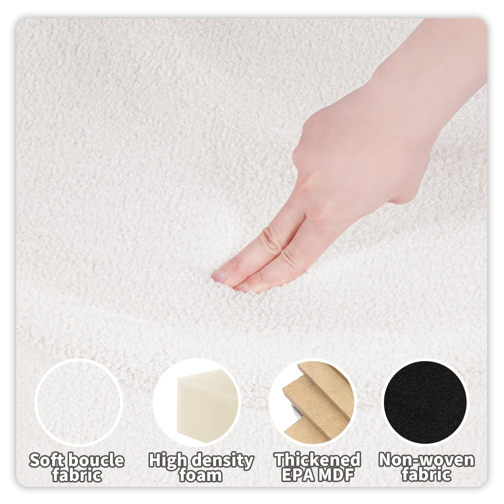 PINPLUS Round Storage Ottoman Foot Rest Stool with Tray Velvet Sherpa Folding Storage Ottoman,Boucle Foot Rest for Living Room, Bedroom, Dorm（Beige）