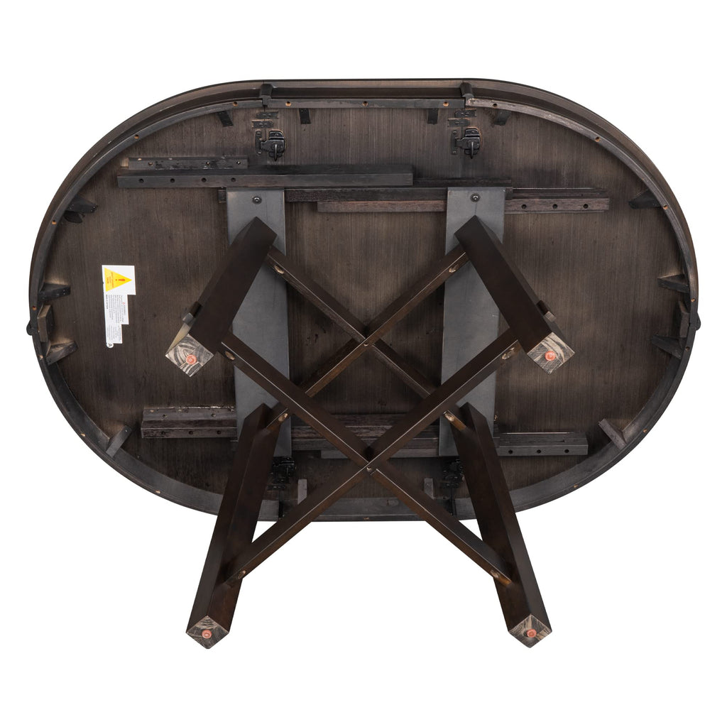LUMISOL Round Dining Table for 4-6 People, 41"-57" Extendable Kitchen Table with 16" Removable Leaf for Small Places, Kitchen, Dining Room, Espresso