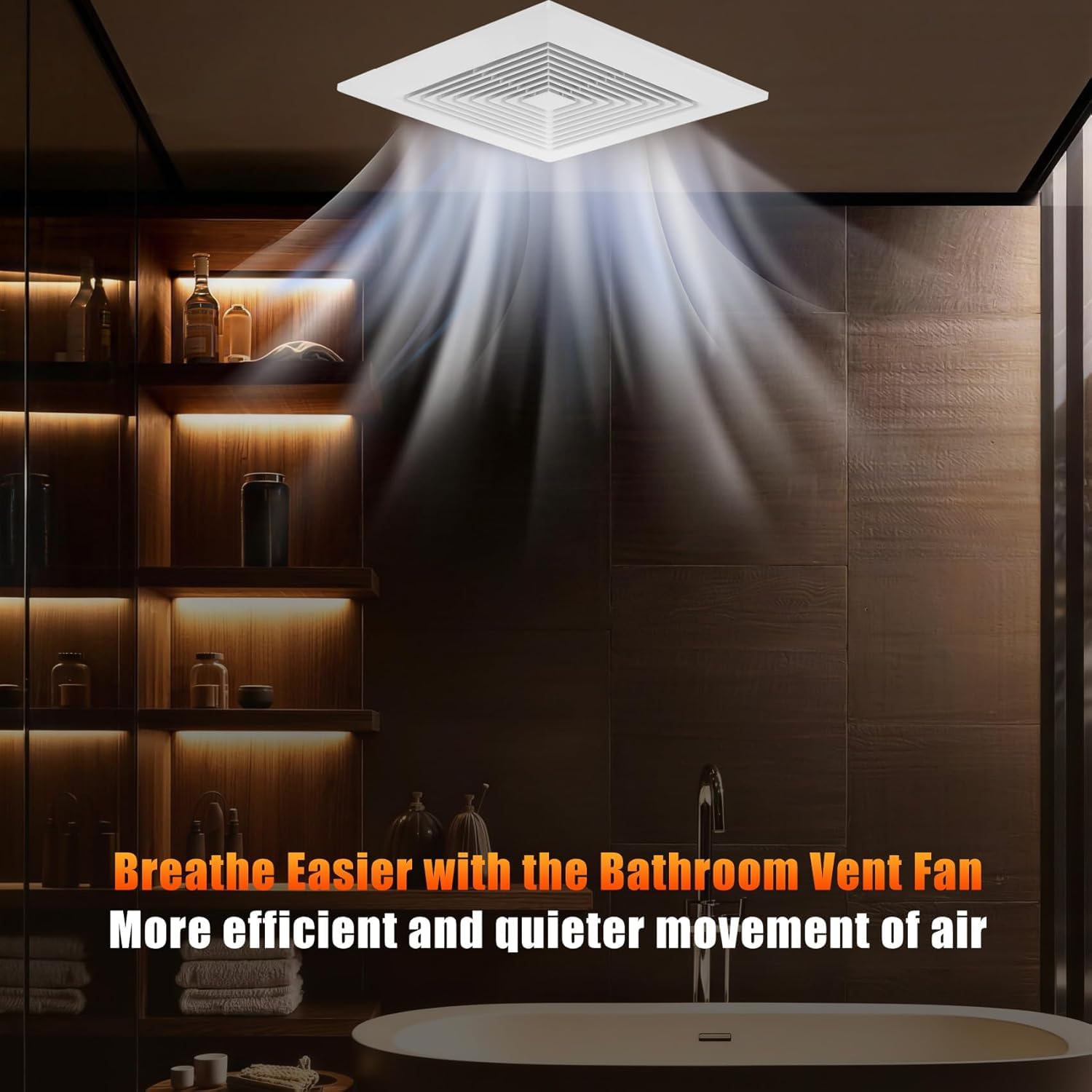 Orsong Bathroom Exhaust Fan 10" Panel Ultra Quiet without Light(8x8 Mount), 110CFM, 4" Duct for Bathroom/Garage/Home