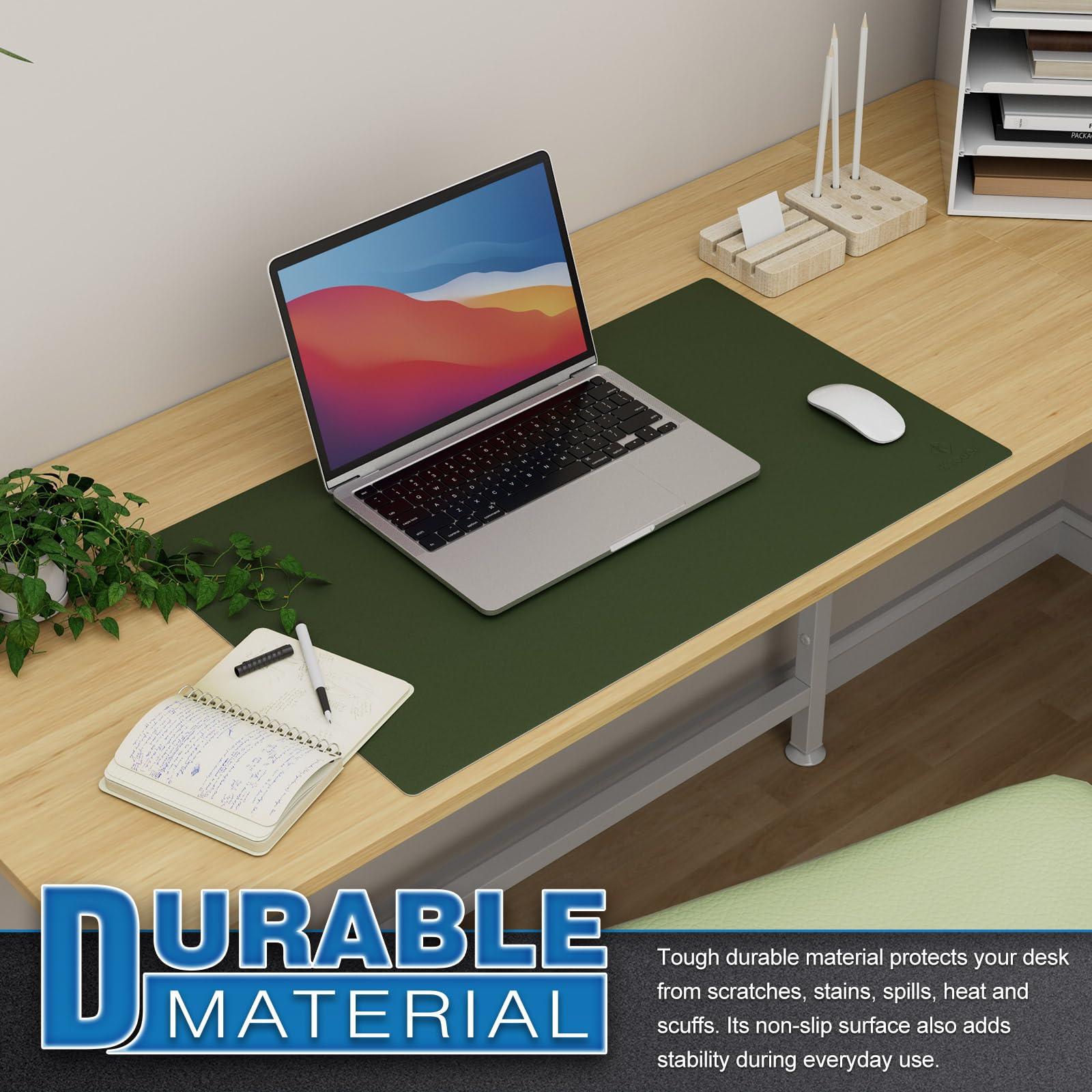 K KNODEL Small Office Leather Desk Mat, Mouse and Keyboard Pad, Computer and Laptop Mat, Desktop Protector and Cover, Writing Pad and Blotter (23.6"x13.8", Black)
