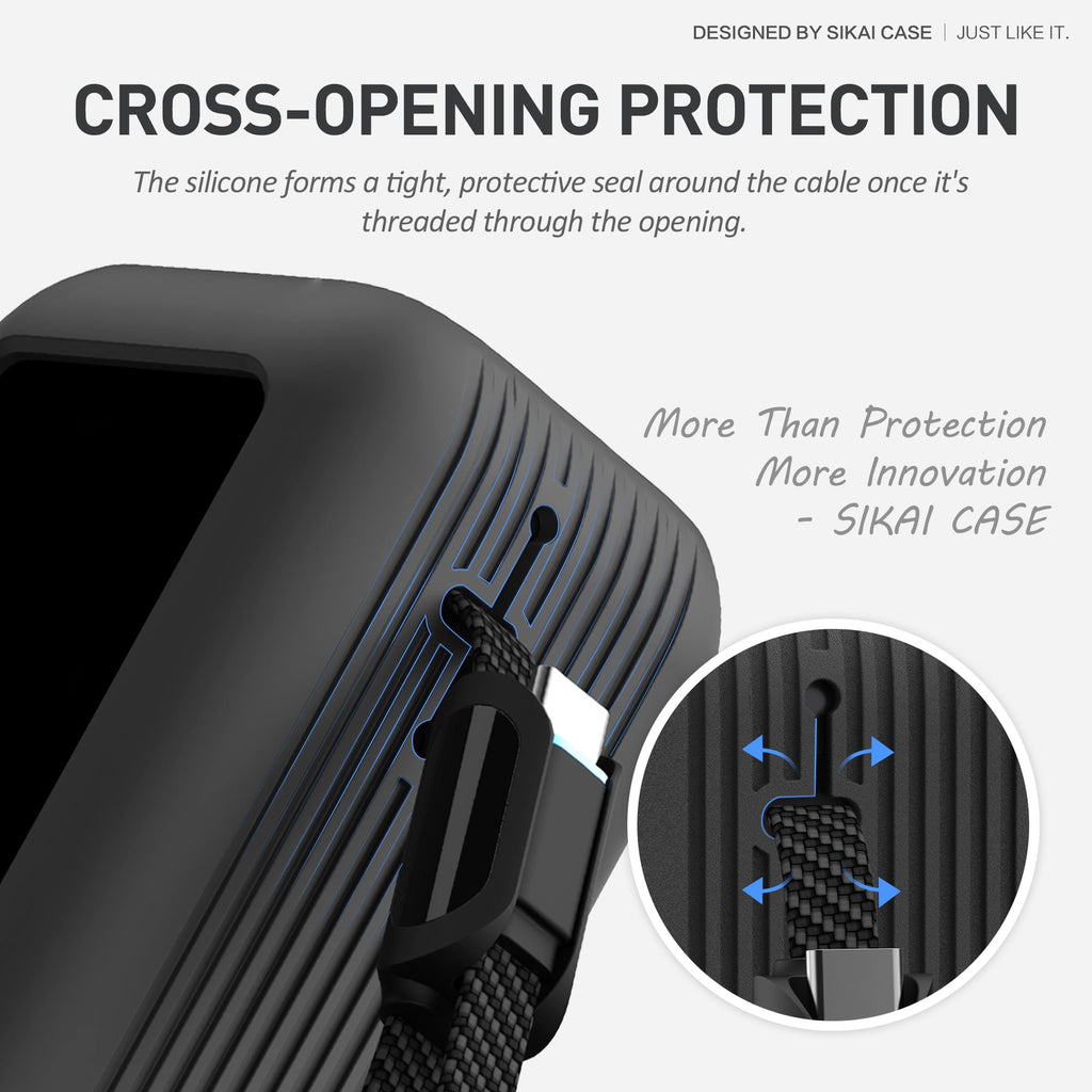 Silicone Case for Anker Laptop Power Bank (25,000mAh 165W) 1/4" Nut Hole,SD/SIM Card Storage, Display Protection&Dustproof, Travel Protective Cover Compatible with Anker Power Bank 165W/ A1695 (Black)