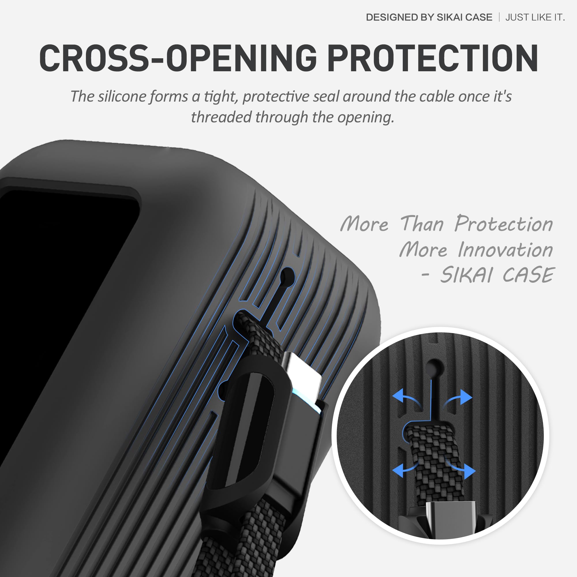 Silicone Case for Anker Laptop Power Bank (25,000mAh 165W) 1/4" Nut Hole,SD/SIM Card Storage, Display Protection&Dustproof, Travel Protective Cover Compatible with Anker Power Bank 165W/ A1695 (Black)