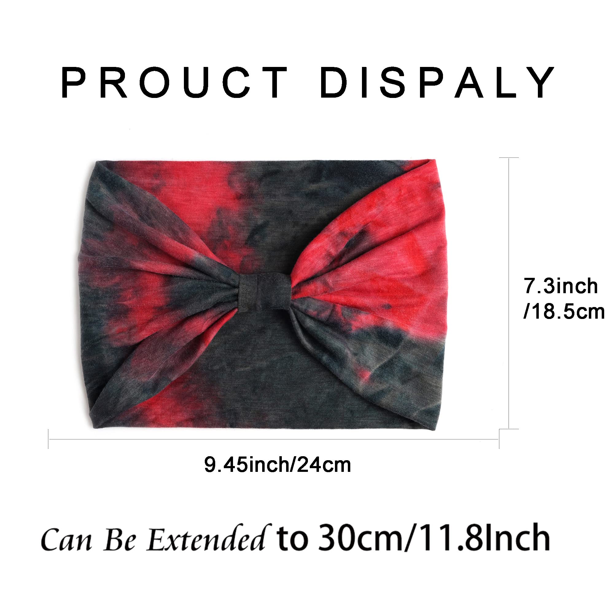 Boho Headbands For Women Fashion Stretch Wide Hair Bands Knoted Turban Head Bands Yoga Running Sweatband Elastic Headband Stylish Wrap Headbands Hair Accessories for Teen Girls 4 Pack