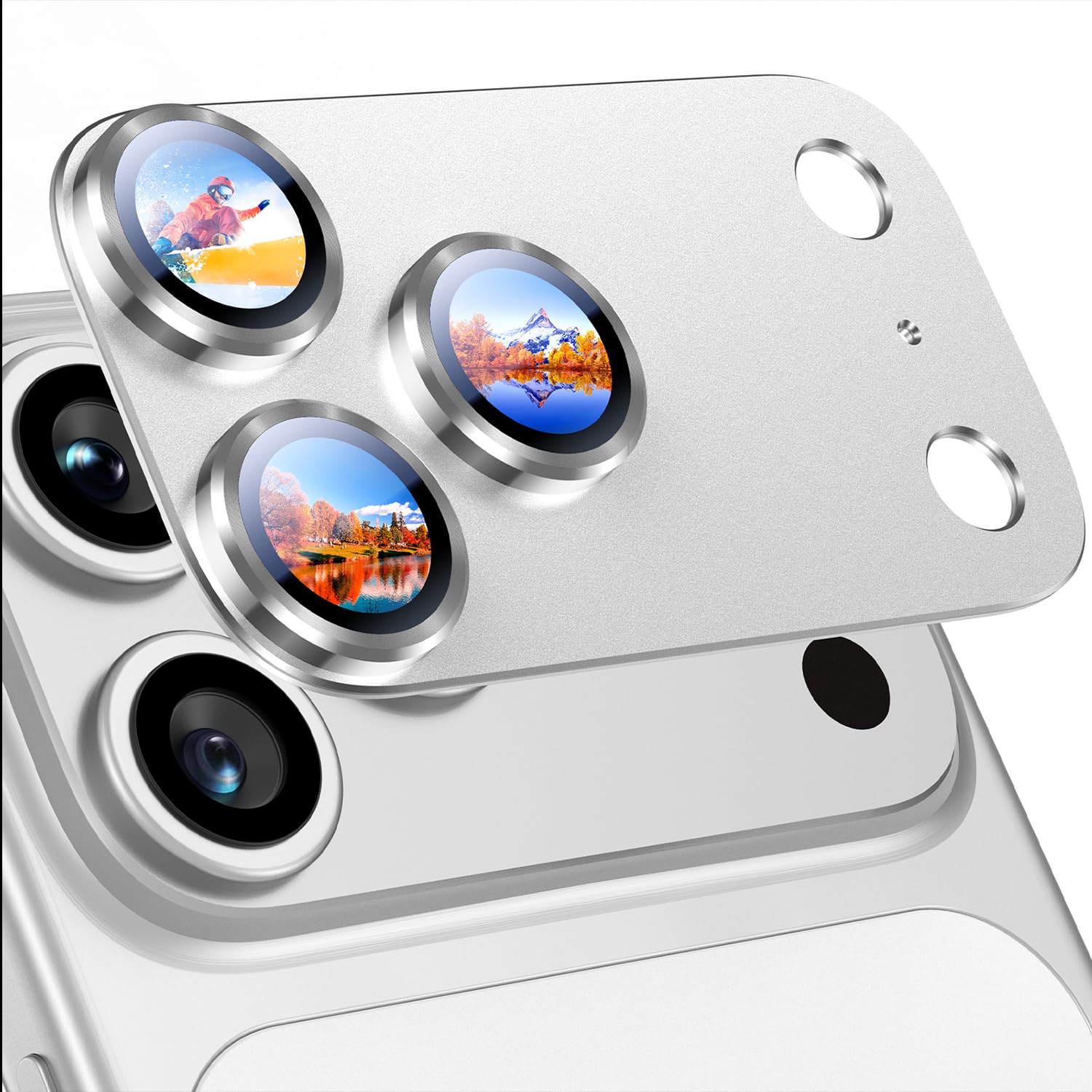 Uyiton Compatible with iPhone 17 Camera Lens Protector - [Not Easy to Break][Strong Adsorption][Case-Friendly] Metal Tempered Glass Rear Camera Screen Cover - Black