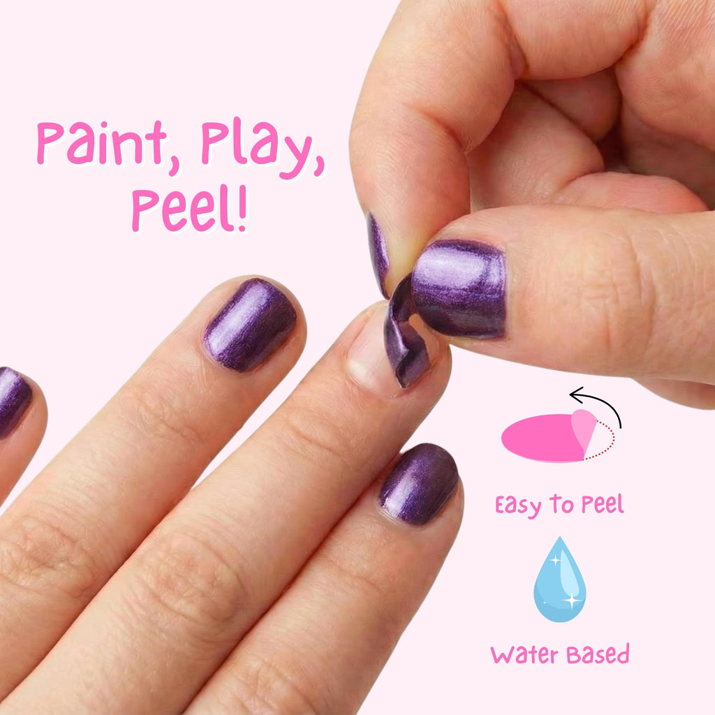 MISS NELLA ABRACADABRA – Safe Special sparkly pink Nail Polish for Kids, Non-Toxic & Odor Free Formula for Children and Toddlers, Natural Water Based for Easy Peel Off (Abracadabra)