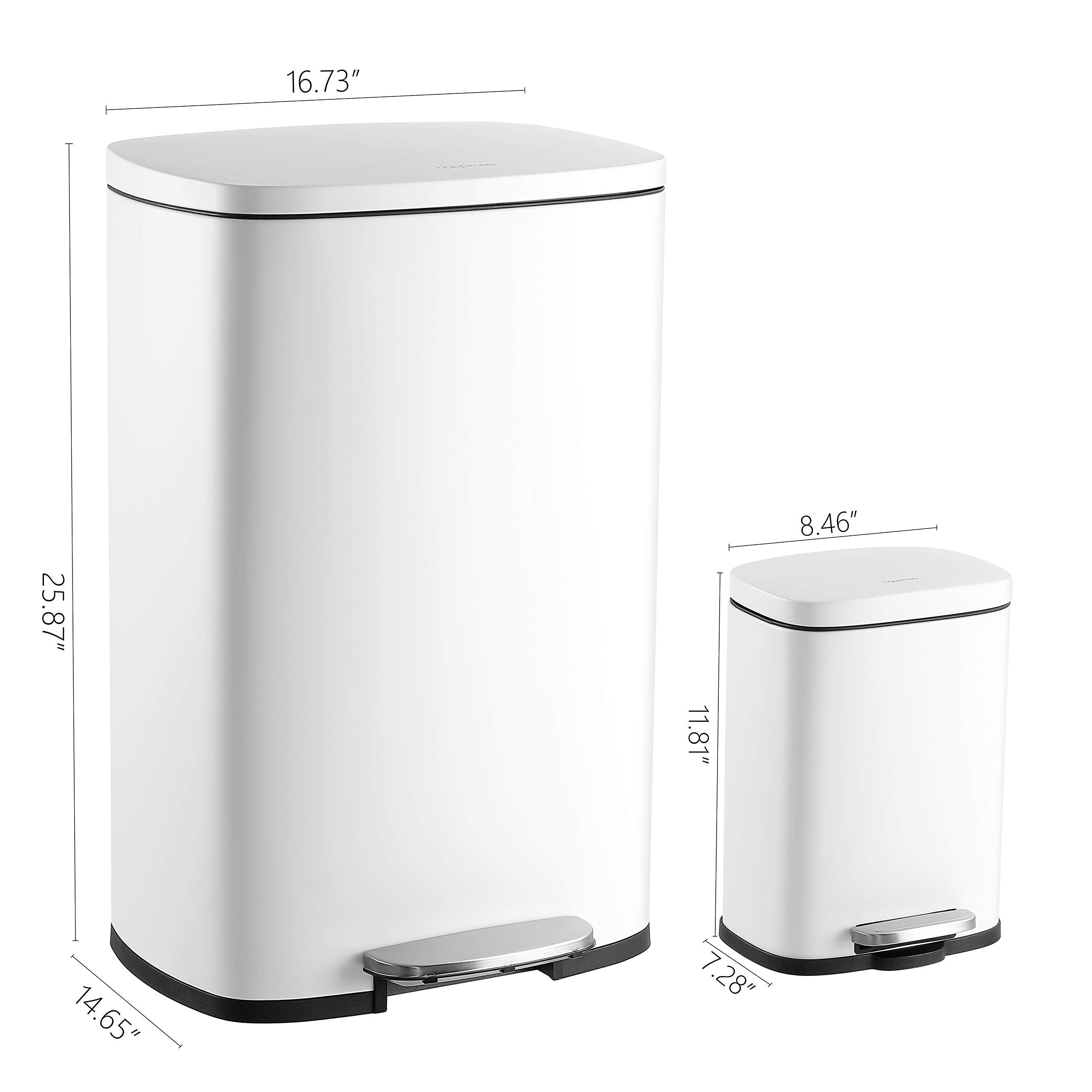 happimess HPM1006B Connor Rectangular 13-Gallon Trash Can with Soft-Close Lid and Free Mini Trash Can, Fingerprint Resistant, Modern, Minimalistic for Home, Kitchen, Office, Bathroom, Black