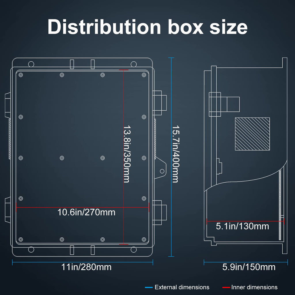 Namunanee Outdoor Electrical Junction Box, ABS Water Resistant Enclosure with Internal Mounting Panel & Hinged Cover, 9.2" H* 7" L* 4.6" W
