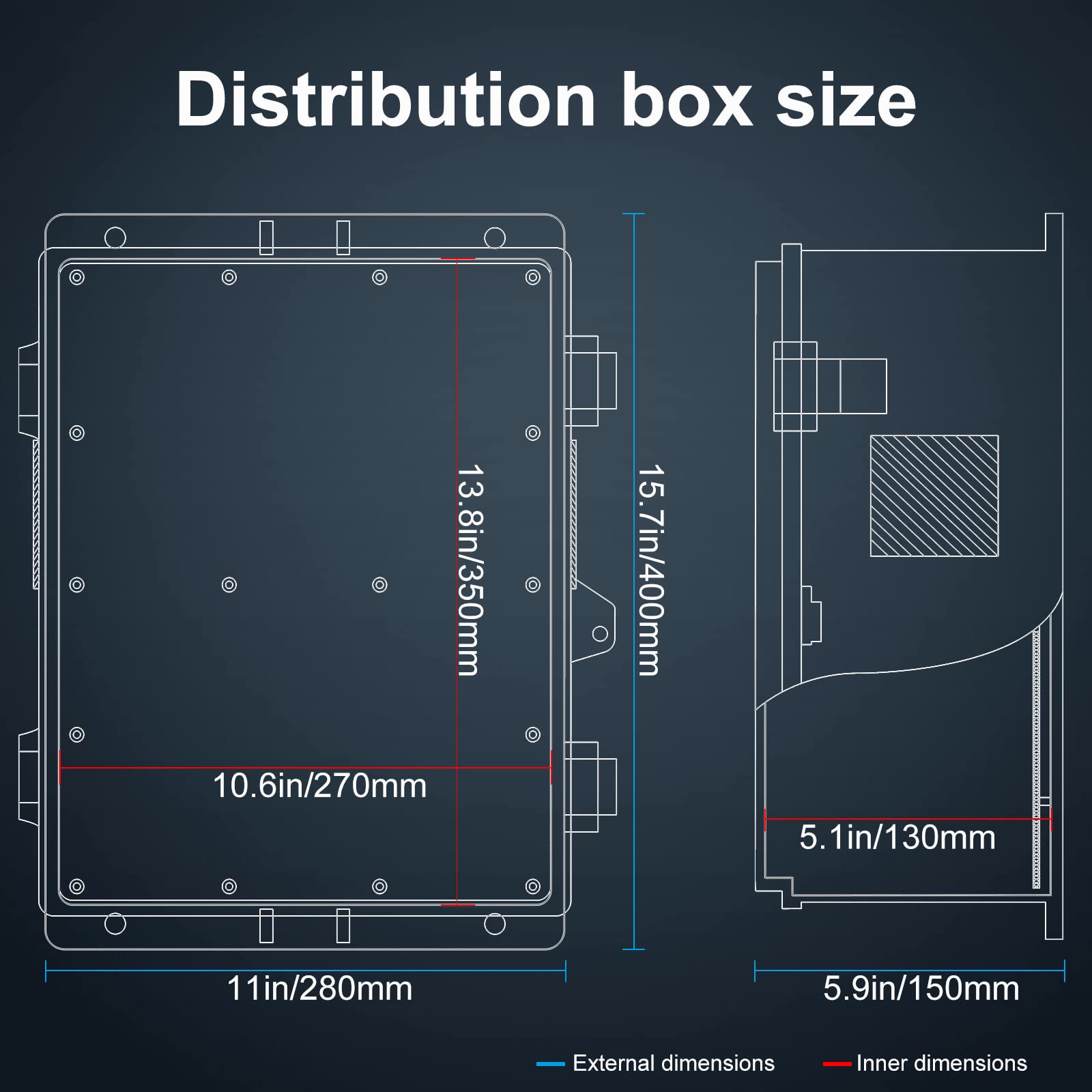 Namunanee Outdoor Electrical Junction Box, ABS Water Resistant Enclosure with Internal Mounting Panel & Hinged Cover, 9.2" H* 7" L* 4.6" W