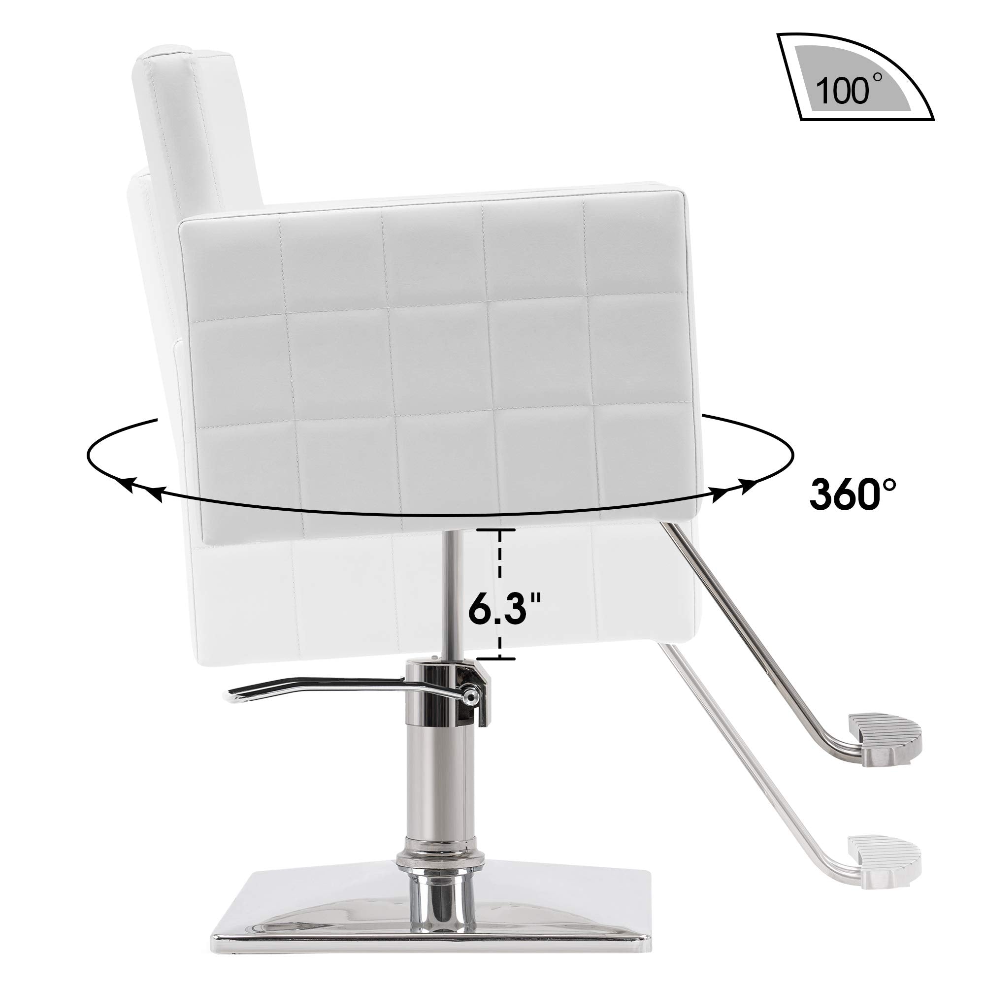 BarberPub Salon Chair for Hair Stylist, Hydraulic Stylist Chair, Adjustable Height, PVC Leather, 360 Degrees Swivel, Barbershop, Home Salon, Adult 8821 (Black)