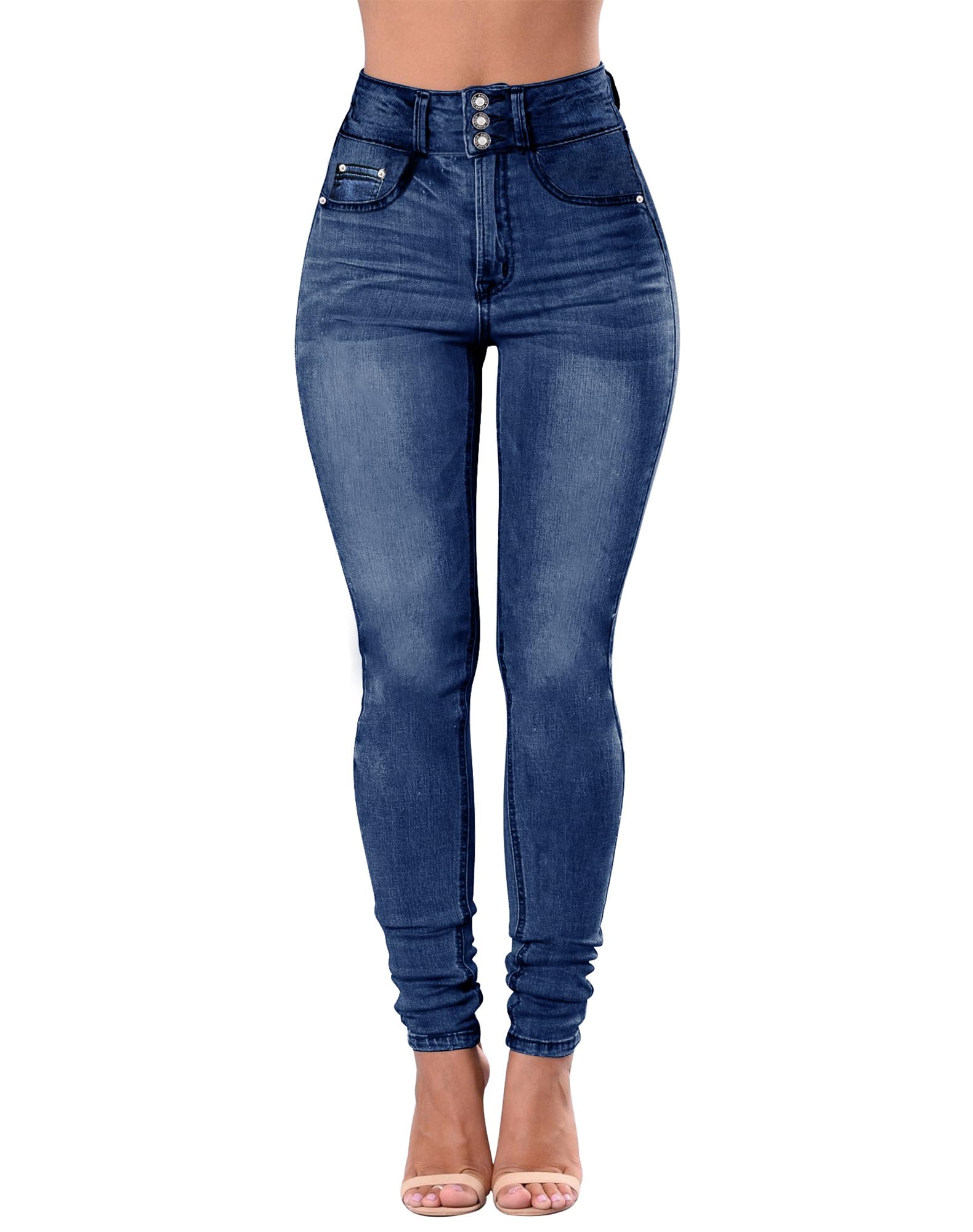 Qazel Vorrlon Women's High Waisted Jeans for Women Ripped Skinny Stretch Distressed Jeans High Rise Butt Lifting Demin Pants