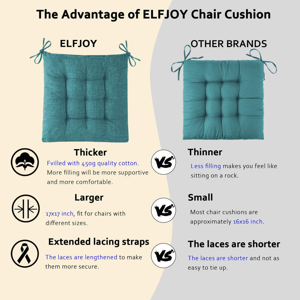 ELFJOY Rocking Chair Cushion Large Rocking Chair Pads with Ties Premium Tufted High Back and Seat Cushion 2 Piece Set Black