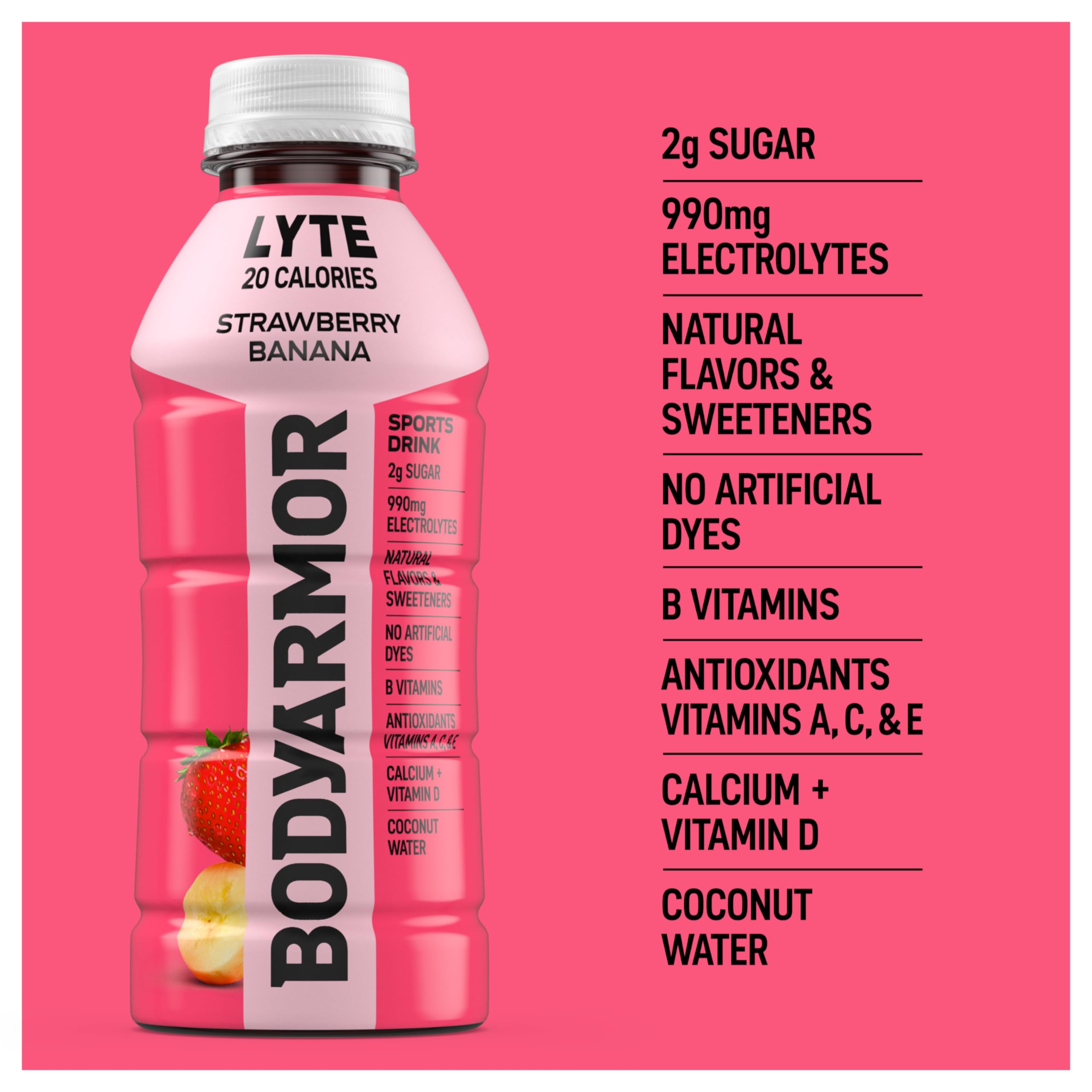 BODYARMOR Lyte Sports Drink Low-Calorie Beverage, Blueberry Pomegranate, Coconut Water Hydration, Natural Flavors with Vitamins, Potassium-Packed Electrolytes, 16 Fl Oz (Pack of 12)