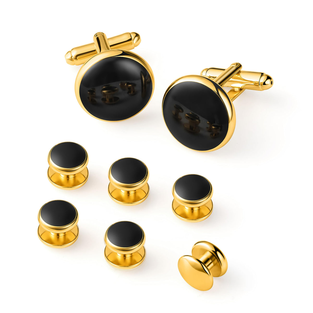 Men's Cufflinks & Tuxedo Studs Set - 316L Stainless Steel Formal Wedding Jewelry, Groomsmen Gift Set with Gift Box