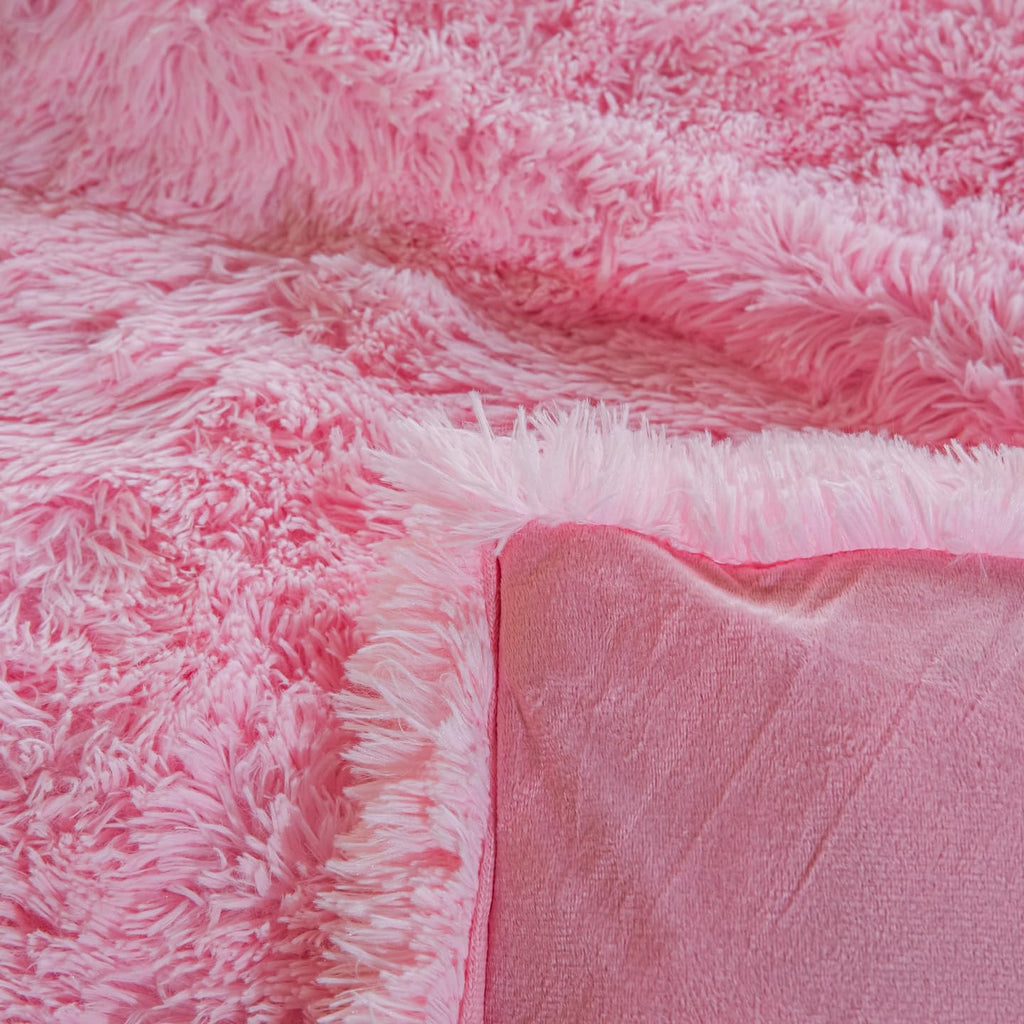 Faux Fur Kids Girls Purple Rainbow Comforter Sets Twin/Full - 3PC Bed Set Warm Comfortable Soft Plush Flannel Velvet Fluffy Fuzzy Bedding（Comforter x 1 Pillowcases x 2）