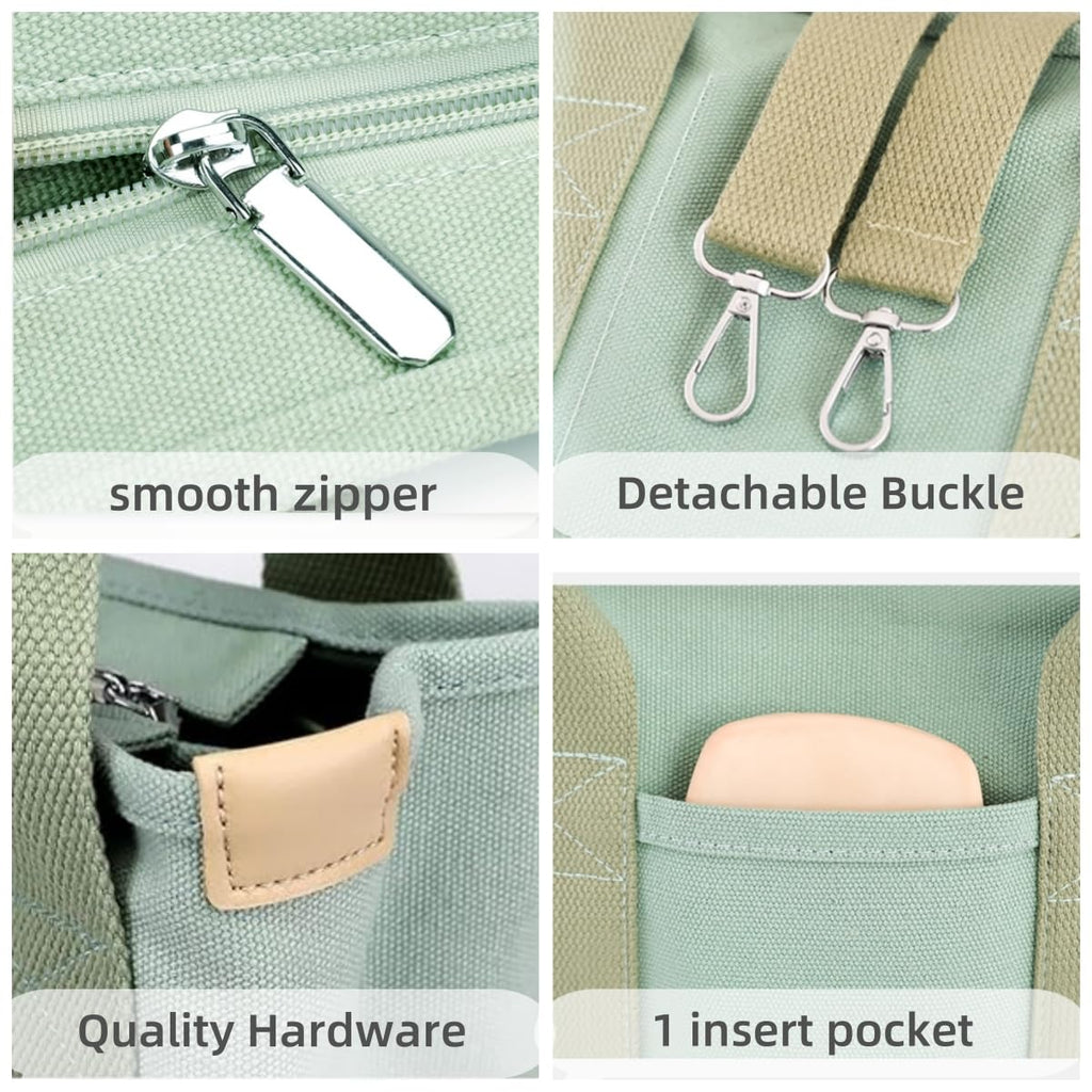 Small Tote Bag with Zipper, 2024 Canvas Multi-Pocket Crossbody Bag Shoulder Bag Satchel Hobo Bag Messenger Bag