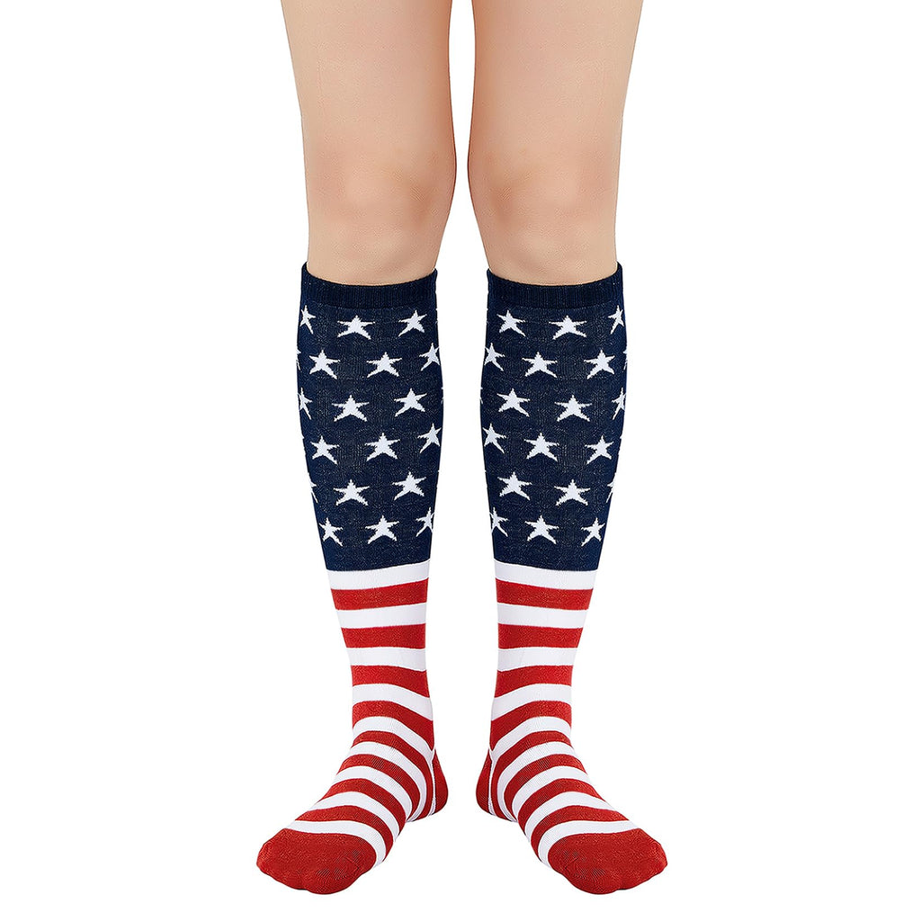 Century Star Knee High Striped Socks for Women - Long Thin Tube Sports Thigh High Socks Tall Stockings