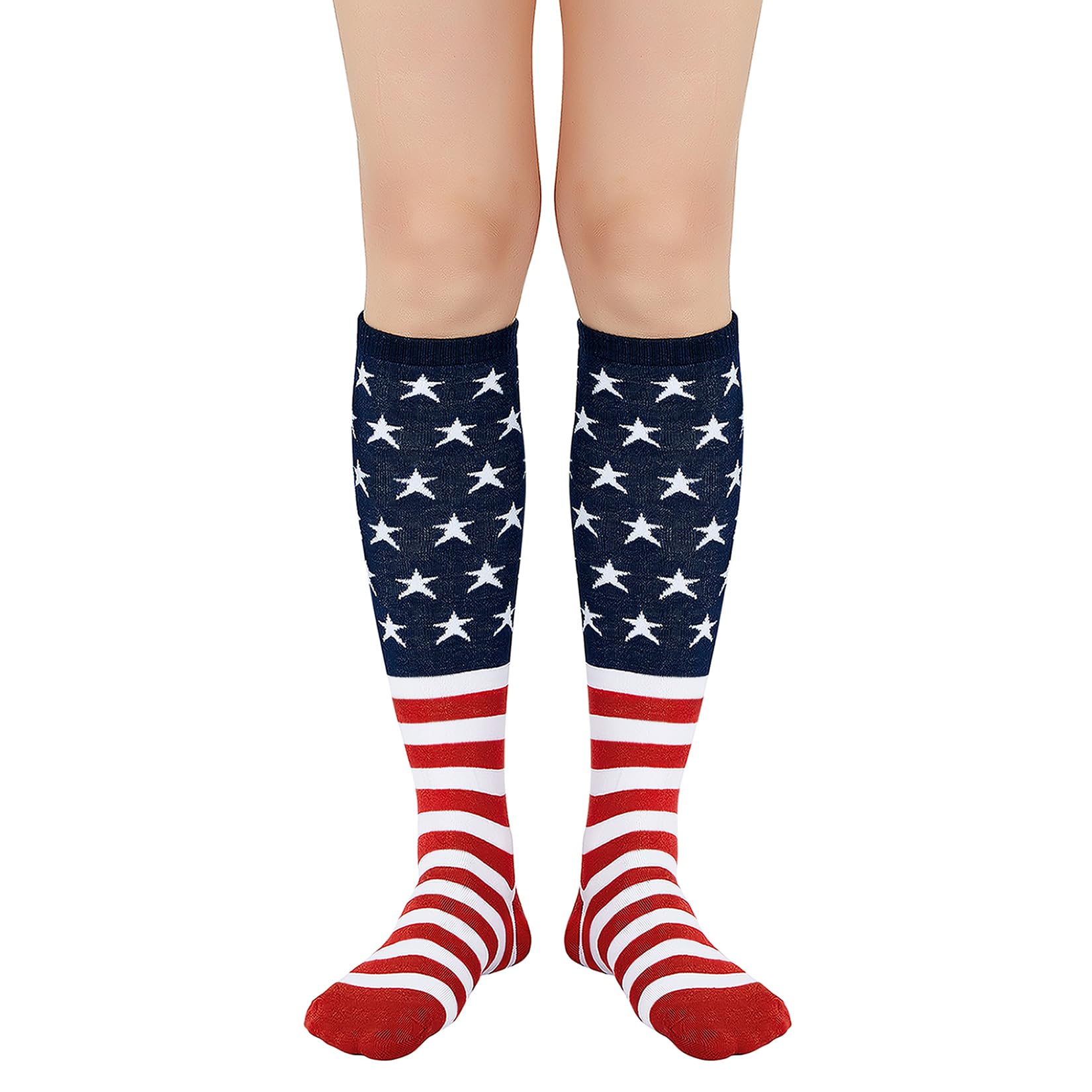 Century Star Knee High Striped Socks for Women - Long Thin Tube Sports Thigh High Socks Tall Stockings