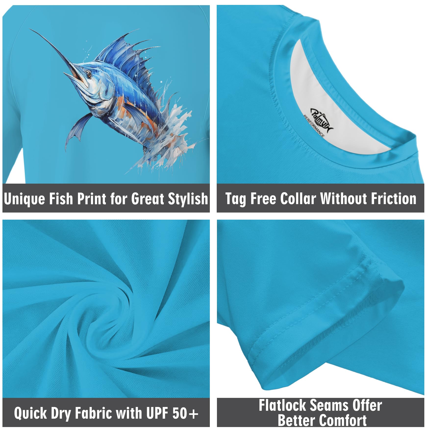 Palmyth Boys Fishing Shirt Youth Long Sleeve T-Shirt UPF 50+ Sun Protection