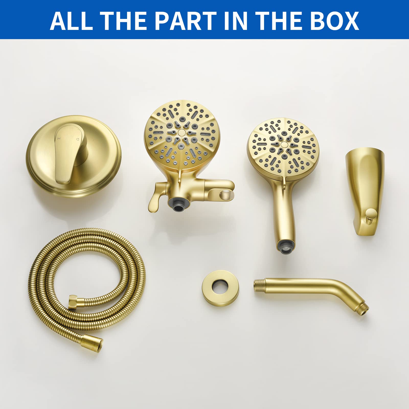 Shower Tub Kit Tub Shower Faucet Combo Set Bathtub Faucet Set Shower System with Tub Spout Shower Valve and Trim Kit Shower Fixtures Brushed Gold