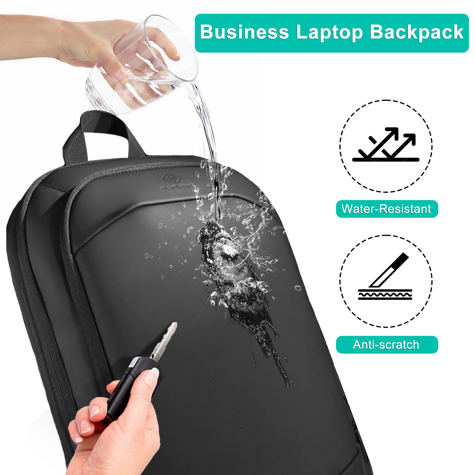 hk Business Backpack for Men 15.6 Inch,Slim & Expandable Waterproof Travel Laptop Backpack, Anti-Theft Lightweight Work Computer Bag, College Laptop Backpacks Gifts for Men Women-Black