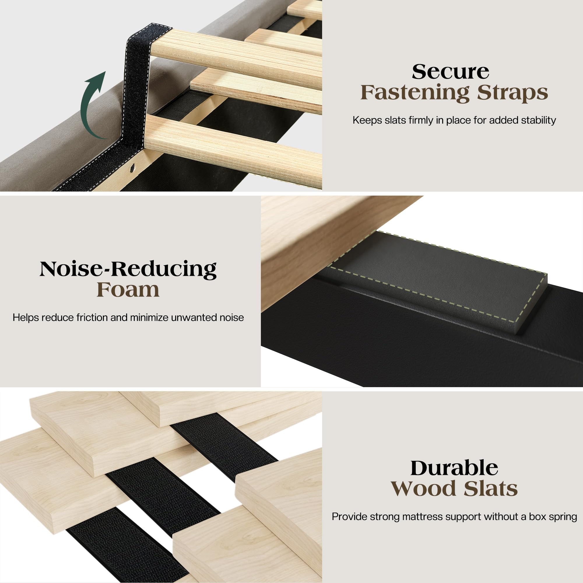 LUXOAK Queen Size Platform Bed Frame, Velvet Upholstered Sleigh Bed with Curved Headboard & Footboard, Deep Button Tufted, Wood Slats Support, No Box Spring Needed, Black