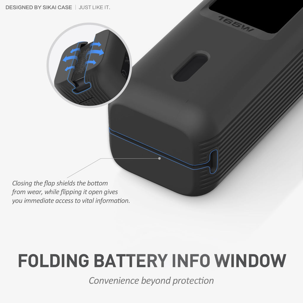 Silicone Case for Anker Laptop Power Bank (25,000mAh 165W) 1/4" Nut Hole,SD/SIM Card Storage, Display Protection&Dustproof, Travel Protective Cover Compatible with Anker Power Bank 165W/ A1695 (Black)