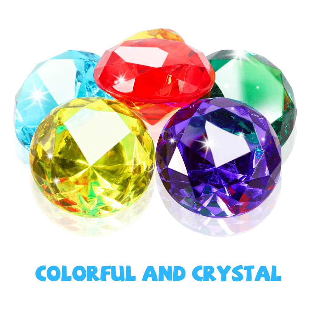 Niceup 26PCS Blue Fake Diamonds Gem Toys, 1.5in Pool Diving Gems Acrylic Plastic Gemstones for Kids, Party Décor Jewels Treasure Hunt Hiding Sensory Bin Filler Toys Craft Supplies