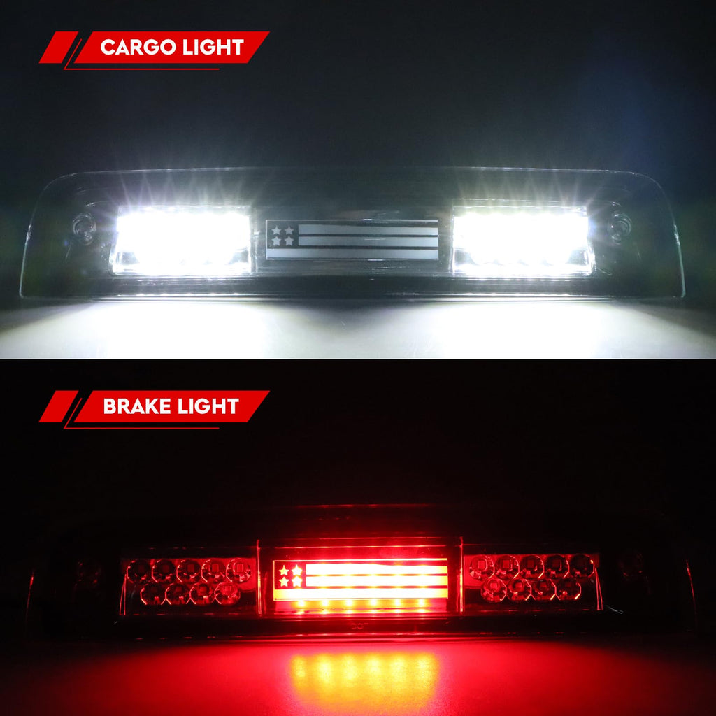 Tresound For 1994-2001 Dodge Ram 1500/2500/ 3500 Third 3rd LED Brake Light Cargo Lamp High Mount Brake Light Replacement (Black+ Smoke Lens)