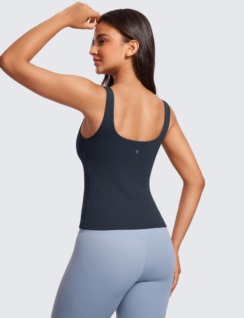CRZ YOGA Butterluxe U Neck Tank Tops for Women - Padded Athletic Workout Camisole Crop Tops with Built in Bra
