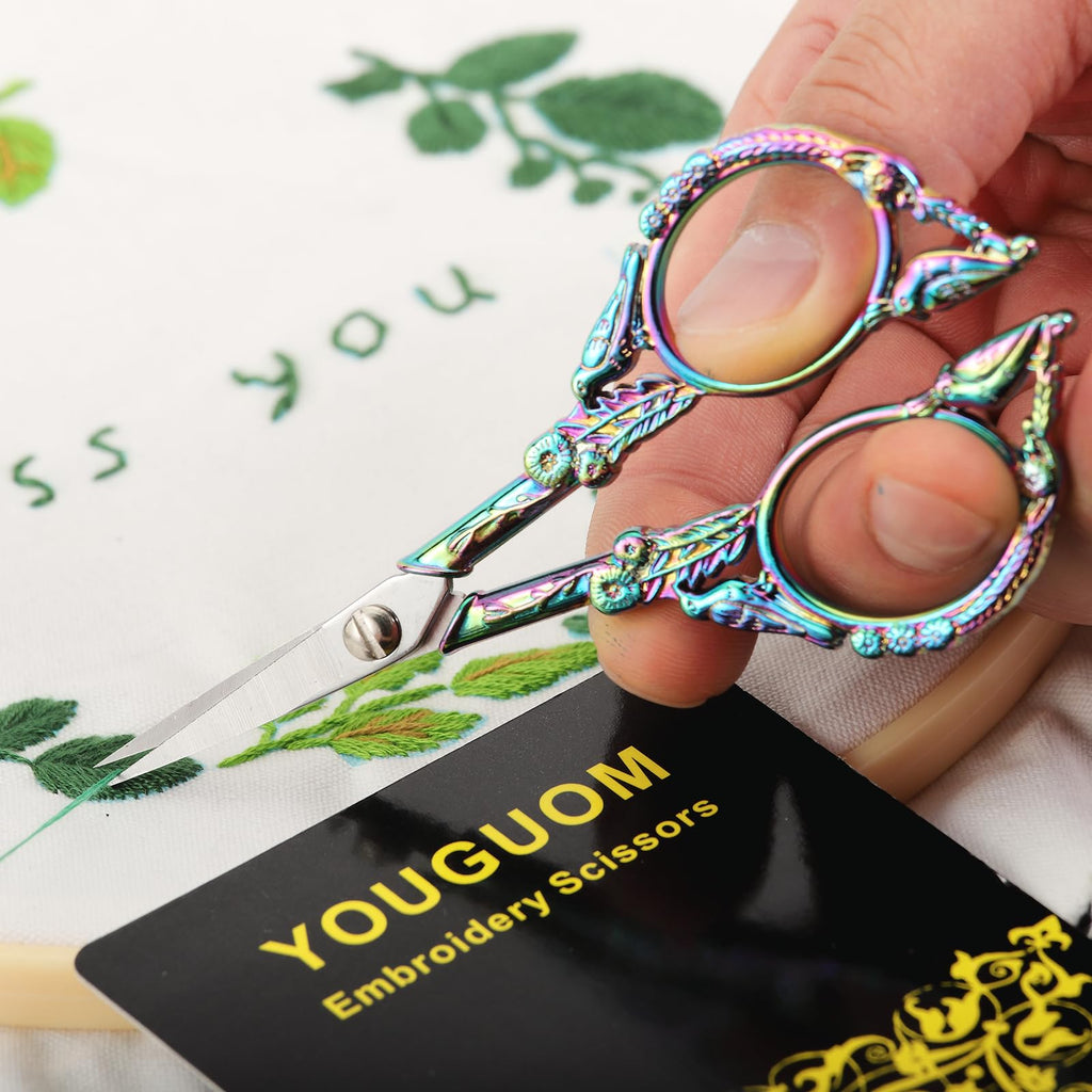 YOUGUOM Small Craft Scissors, Little Travel Sharp Embroidery Scissors All Purpose, Straight Tips Mini Sewing Shears, Precision Detail Thread Cutting Snips