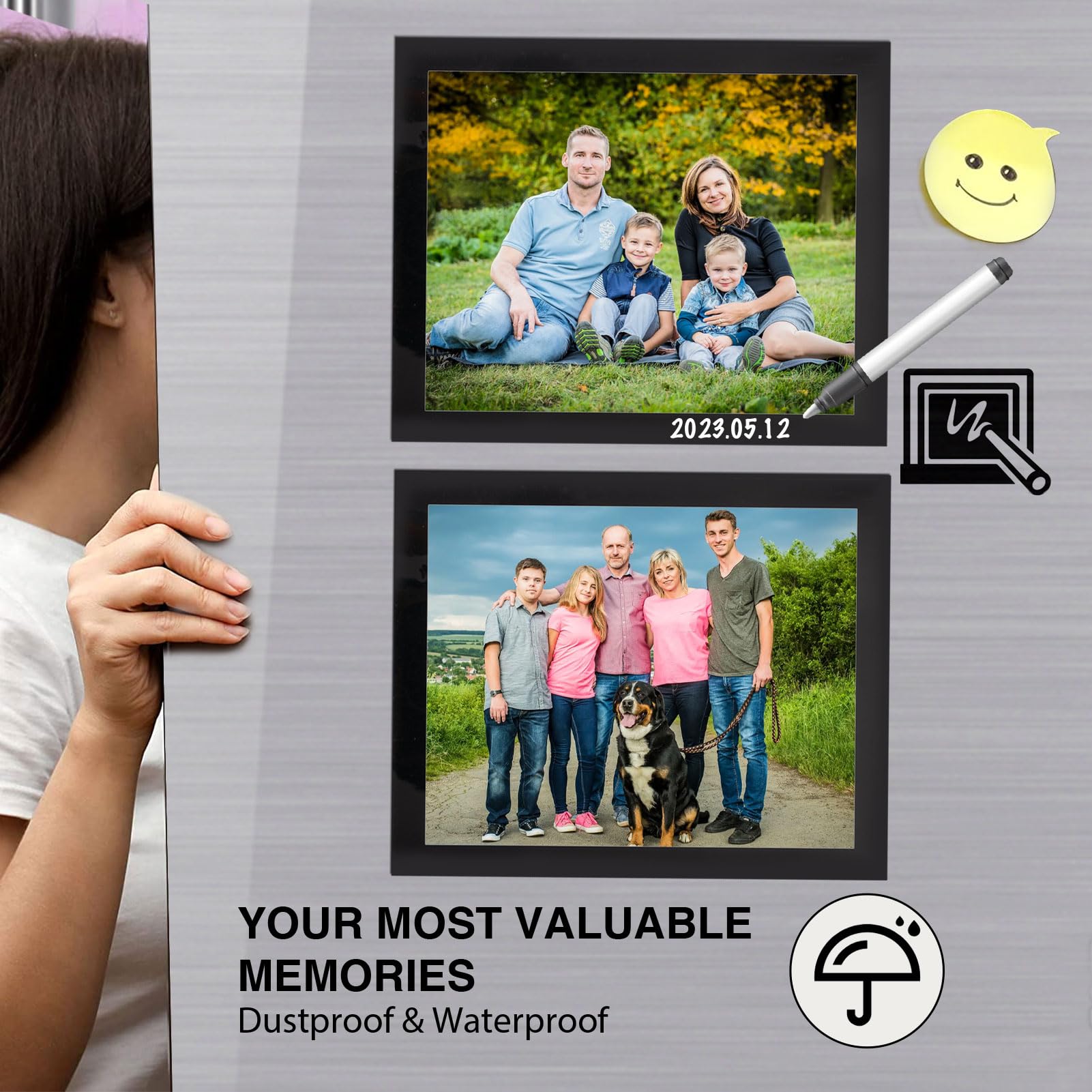 STTMGN Magnetic Picture Frames with Black Border(2.5"X3.5",12 Pack),Mini Wallet Size Magnet Photo Sleeves Pockets/Holder,Decorations for Home/Office/School/Classroom/Party