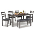 Signature Design by Ashley Bennox 6 Piece Dining Set with Upholstered Bench, Table & 4 Upholstered Chairs, Seats 6, Wood, Brown