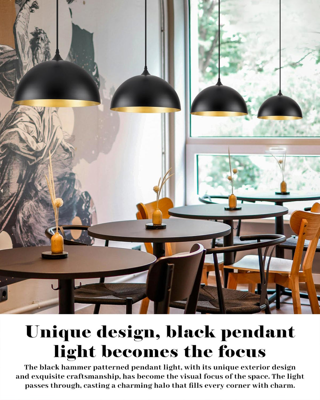White Pendant Lights, 11.8 inch Pendant Lights Kitchen Island, Farmhouse Pendant Light Fixtures (White Inside), Industrial Pendant Lighting for Dining Room, Bedroom, Hallway (1 Pack)