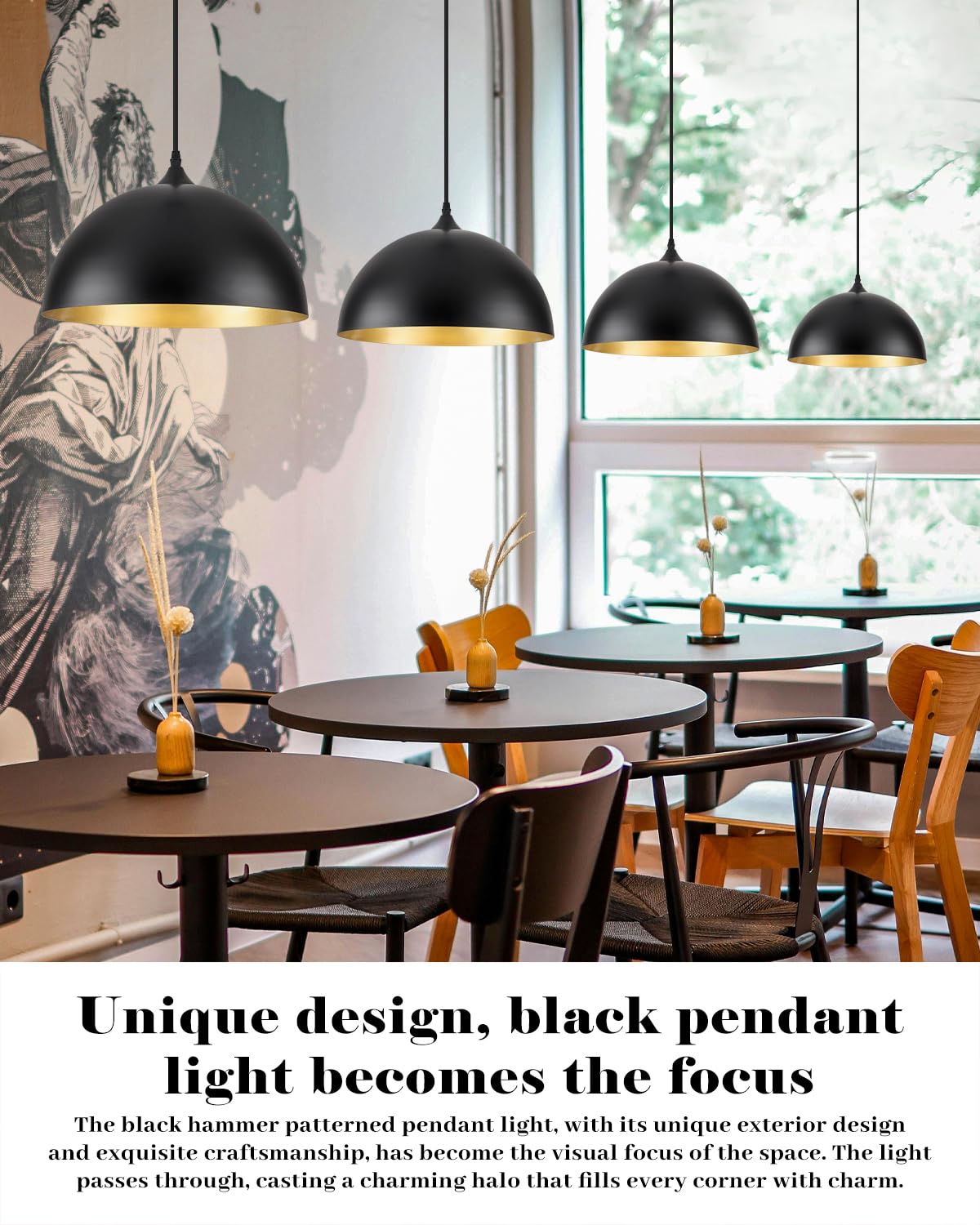 White Pendant Lights, 11.8 inch Pendant Lights Kitchen Island, Farmhouse Pendant Light Fixtures (White Inside), Industrial Pendant Lighting for Dining Room, Bedroom, Hallway (1 Pack)
