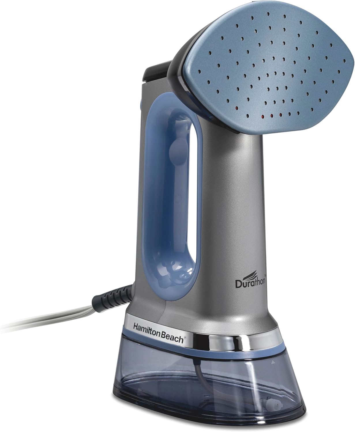 Hamilton Beach Durathon 3-in-1 Travel Steamer for Clothes & Steam Iron | 45 Second Heat-Up with 1700 Watts | 300ml Removable Water Tank | 27 Minutes of Steam | Auto Shutoff | Gray & Blue | 11559