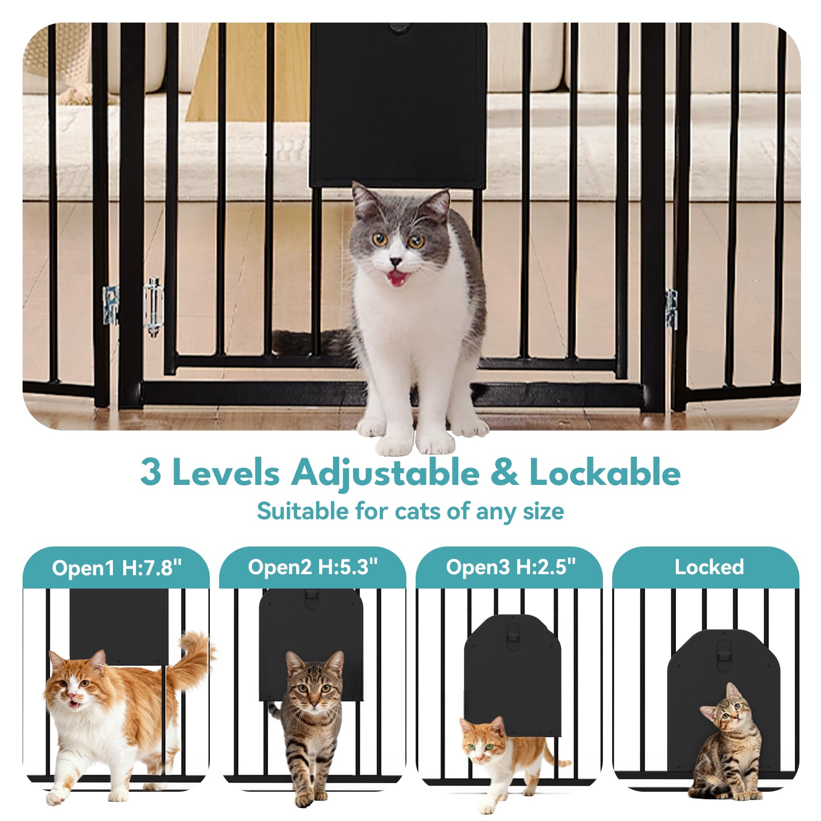 No Pawblems Free Standing Dog Gate, 30" Tall Foldable Dog Fence for Indoor, Up to 52 Inch Extra Wide Puppy Gate Extension for Stairs, Hallways, Doorways, Deck, Yard (White, 2 Panels)