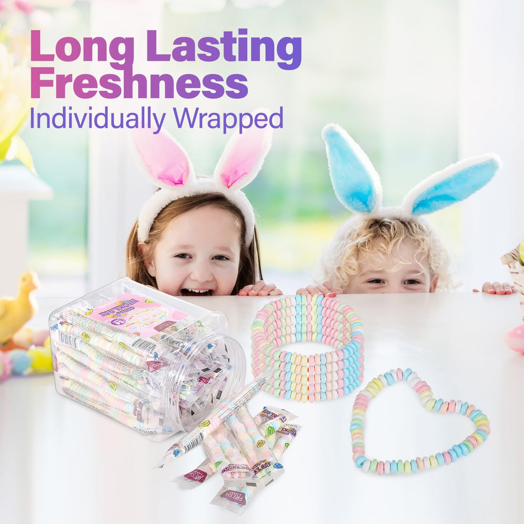 Fresh Finest 48-Count Bulk Candy Bracelets - Individually Wrapped Novelty Candy Bracelets. Perfect for Party Favors, Goody Bags, Candy Buffets, and Retro-Themed Events.