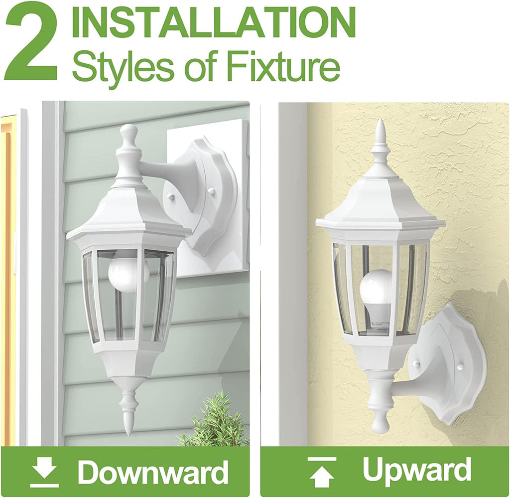 EMART Dusk to Dawn Plastic Outdoor Wall Light Fixtures with Bulbs, Waterproof and Anti-Corrosion Porch Sconces, Exterior Lanterns Wall Mount Lamp for Outside, Garage, Front Door, Patio, 1 Pack, Black
