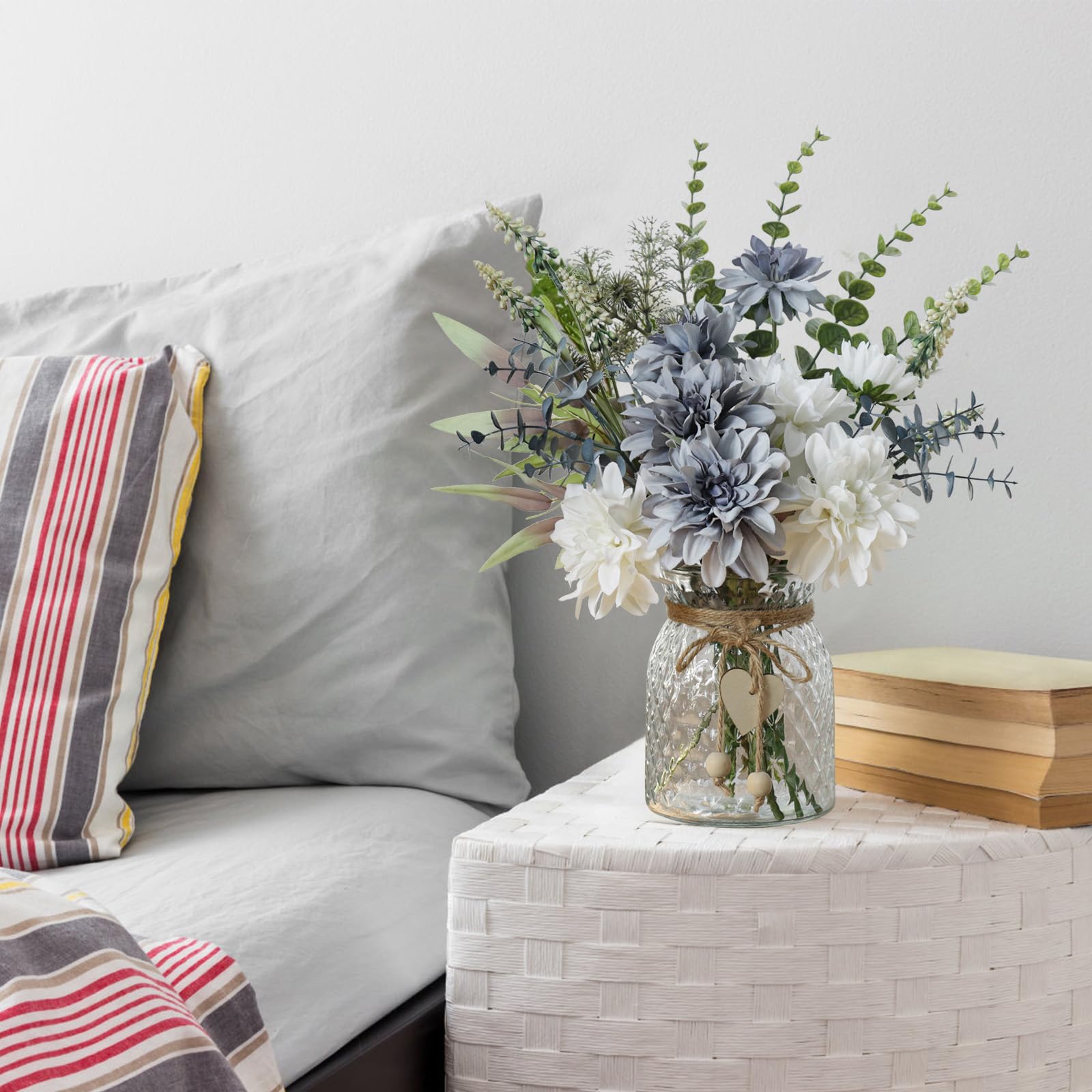 Leftover Fake Flowers in Vase,Faux Flowers in Vase,Table Centerpieces for Dining Room,Flower Centerpieces for Tables,Artificial Flowers,Kitchen Decor,Coffee Table Decor