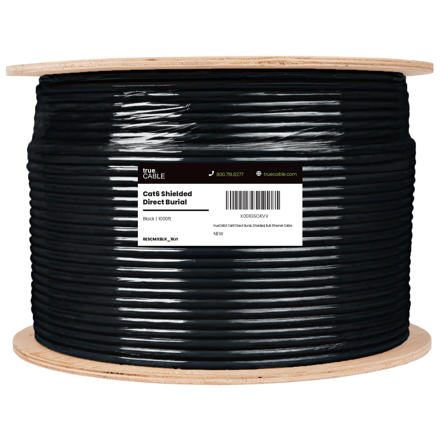 TRUE CABLE Cat6 Direct Burial Outdoor Bulk Ethernet Cable, Shielded F/UTP, 500ft, Brown, 23AWG Solid Bare Copper, Heavy Duty Outdoor, OSP Jacket, Waterproof, UV, 550MHz, PoE++ 100W (4PPoE)