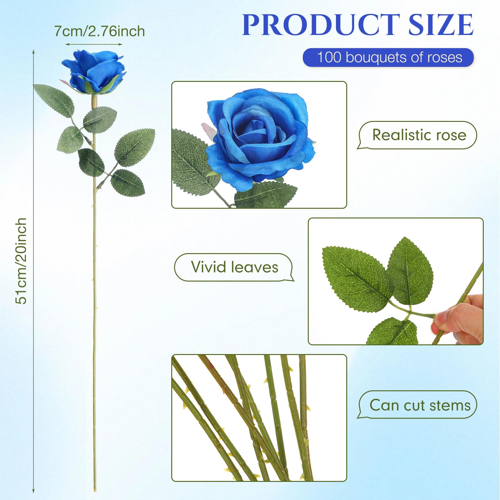 Jexine 100 Pieces Artificial Roses Flowers Bulk, Long Stem Realistic Fake Silk Roses Bouquet for Table Centerpiece Vases Wedding Party Kitchen Decor(Beige)