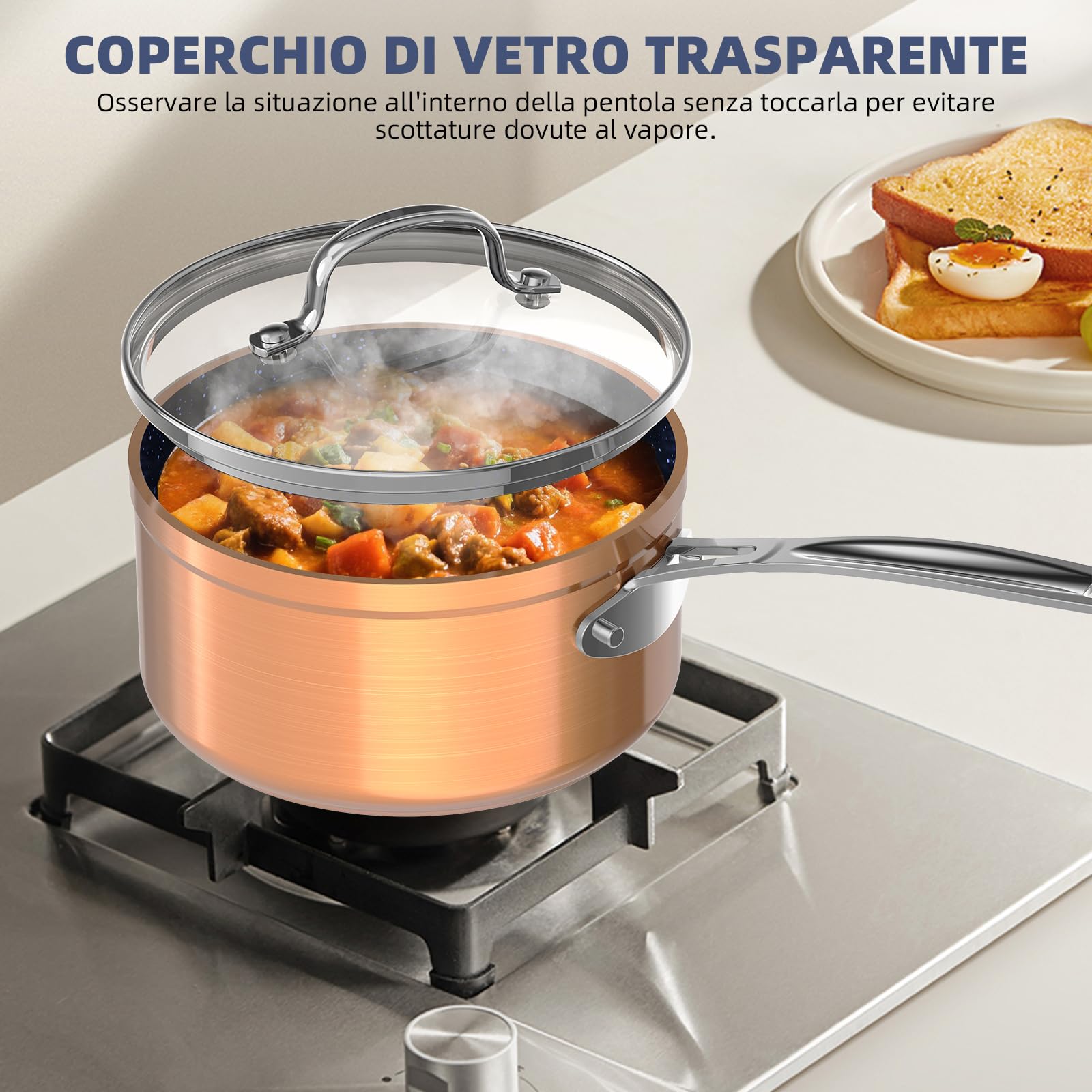 Nuwave Healthy Duralon Blue Ceramic Nonstick Cookware Set, Diamond Infused Scratch-Resistant, PFAS Free, Dishwasher & Oven Safe, Induction Ready & Evenly Heats, Tempered Glass Lids & Stay-Cool Handles