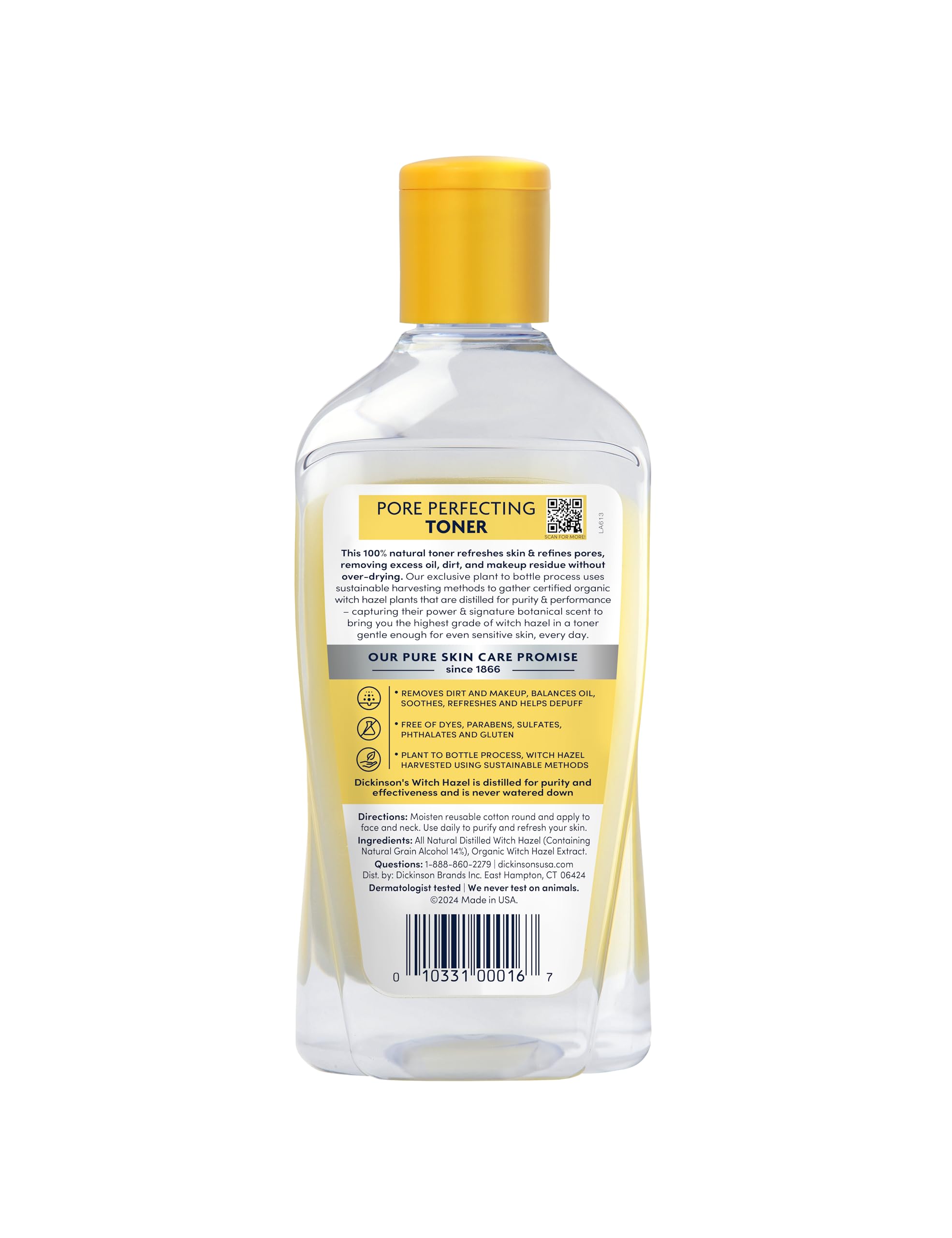 Dickinson's Original Witch Hazel Pore Perfecting Toner | 100% Natural Distilled Witch Hazel | America's #1 Toner | Refines Pores | Removes Impurities & Oil |8 Fl Oz | 6 Count