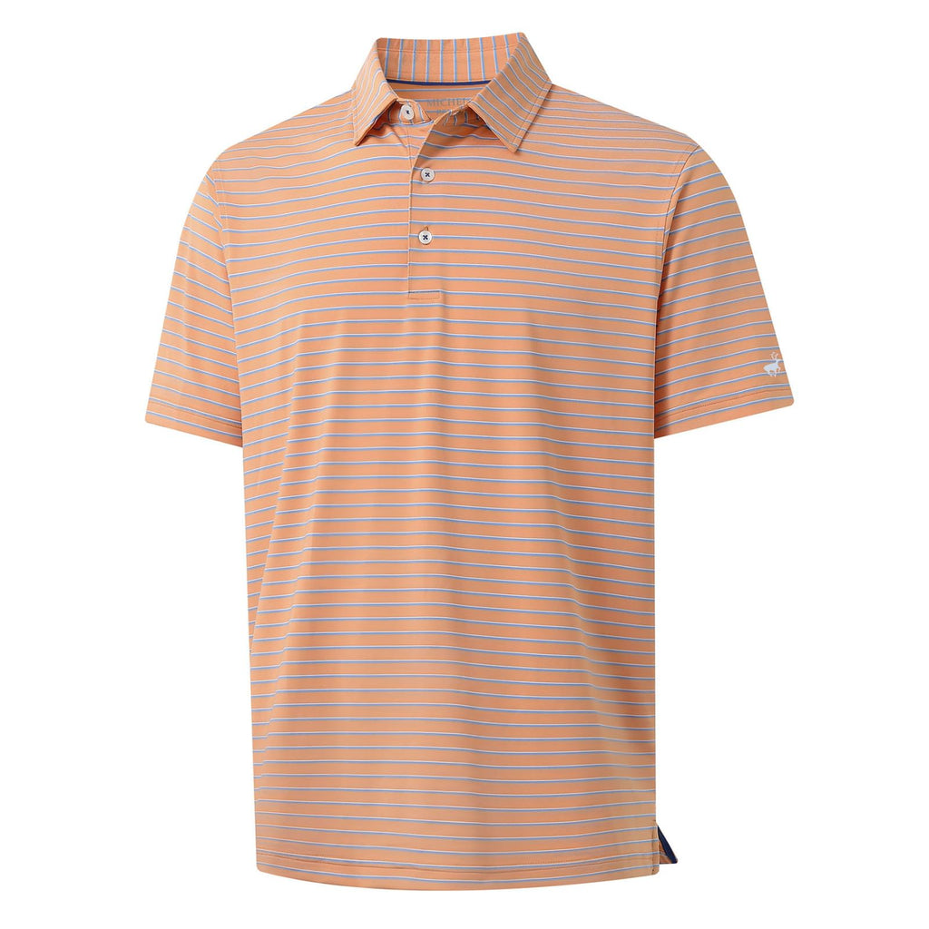 Rouen Mens Polo Shirts Short Sleeve Dry Fit Performance Moisture Wicking Causal Striped Polo Collared Golf Shirts for Men