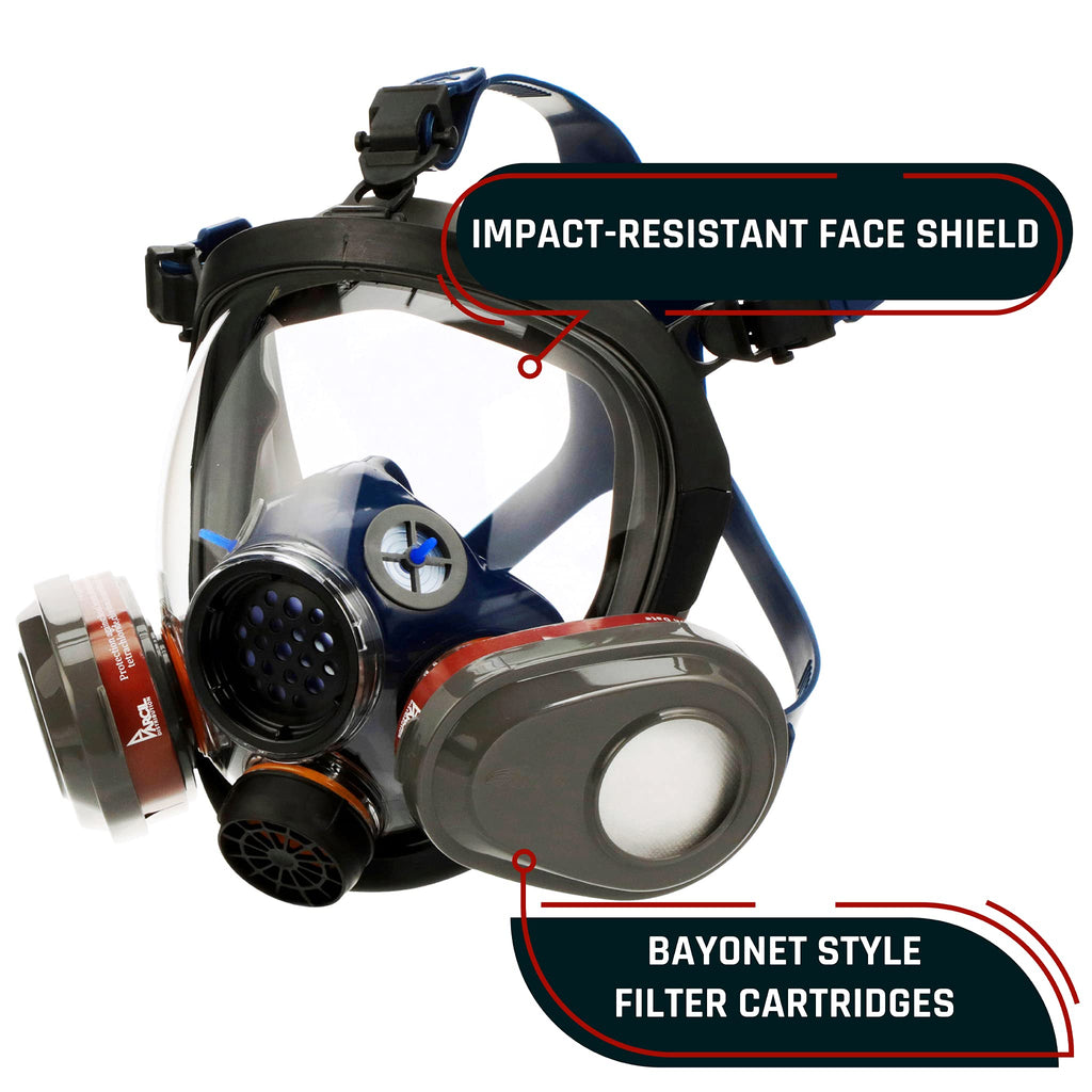 Parcil Distribution Full Face Respirator Mask with Filters – Durable Full Face Respirator Mask, Bayonet Filter Compatible