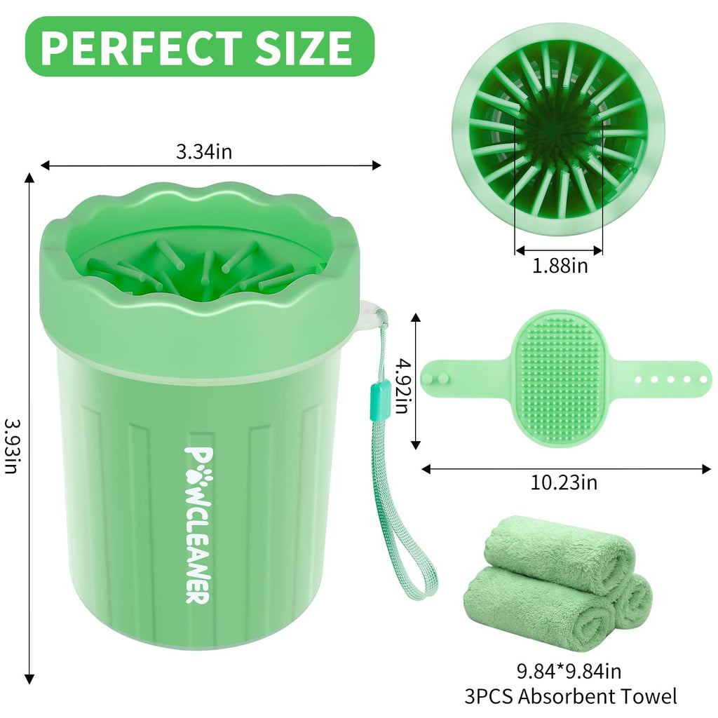 Professional 7 in 1 Dog Paw Cleaner for Dogs & Cats - Includes 1 Portable Paw Washer, 1 Bath Brush, 2 Dog Toothbrushes and 3 Absorbent Towels Note: Fits Paws up to 2 Inches Wide (Small, Black)